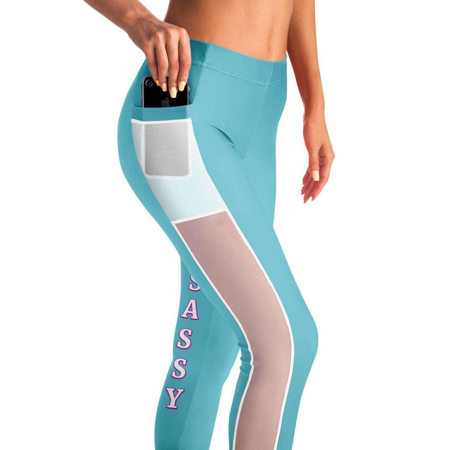 Team Sassy "Leg" Blue Mesh Pocket Leggings