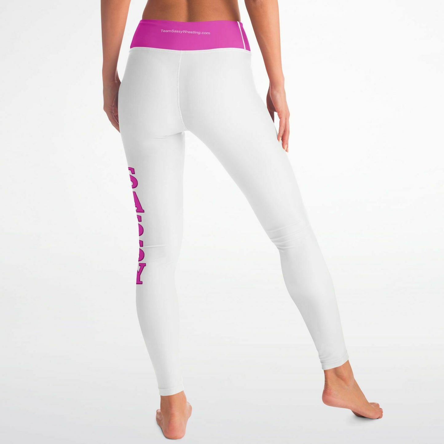 Team Sassy White-Bright Pink Yoga Leggings