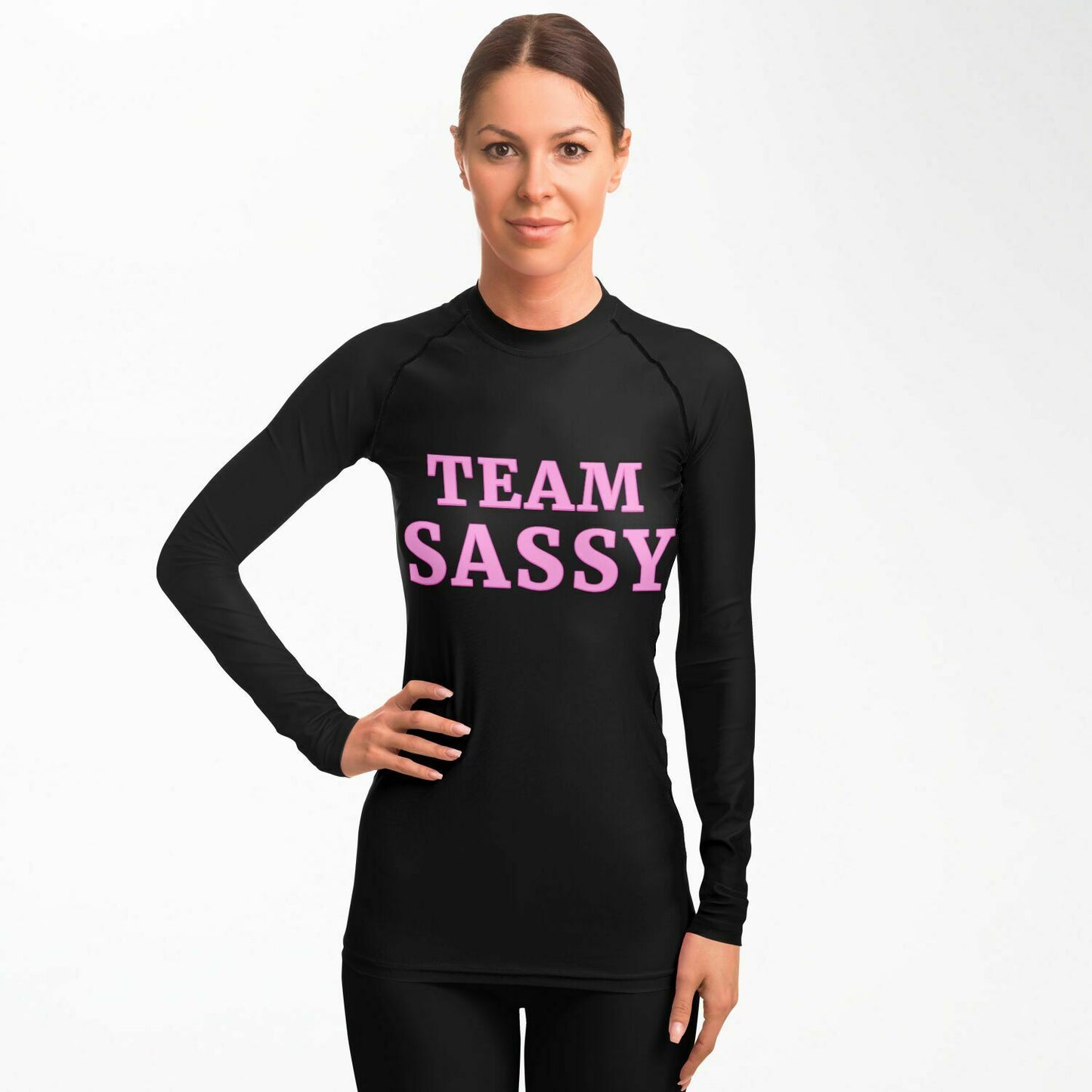 Women's Team Sassy Rashguard- Black and Pink