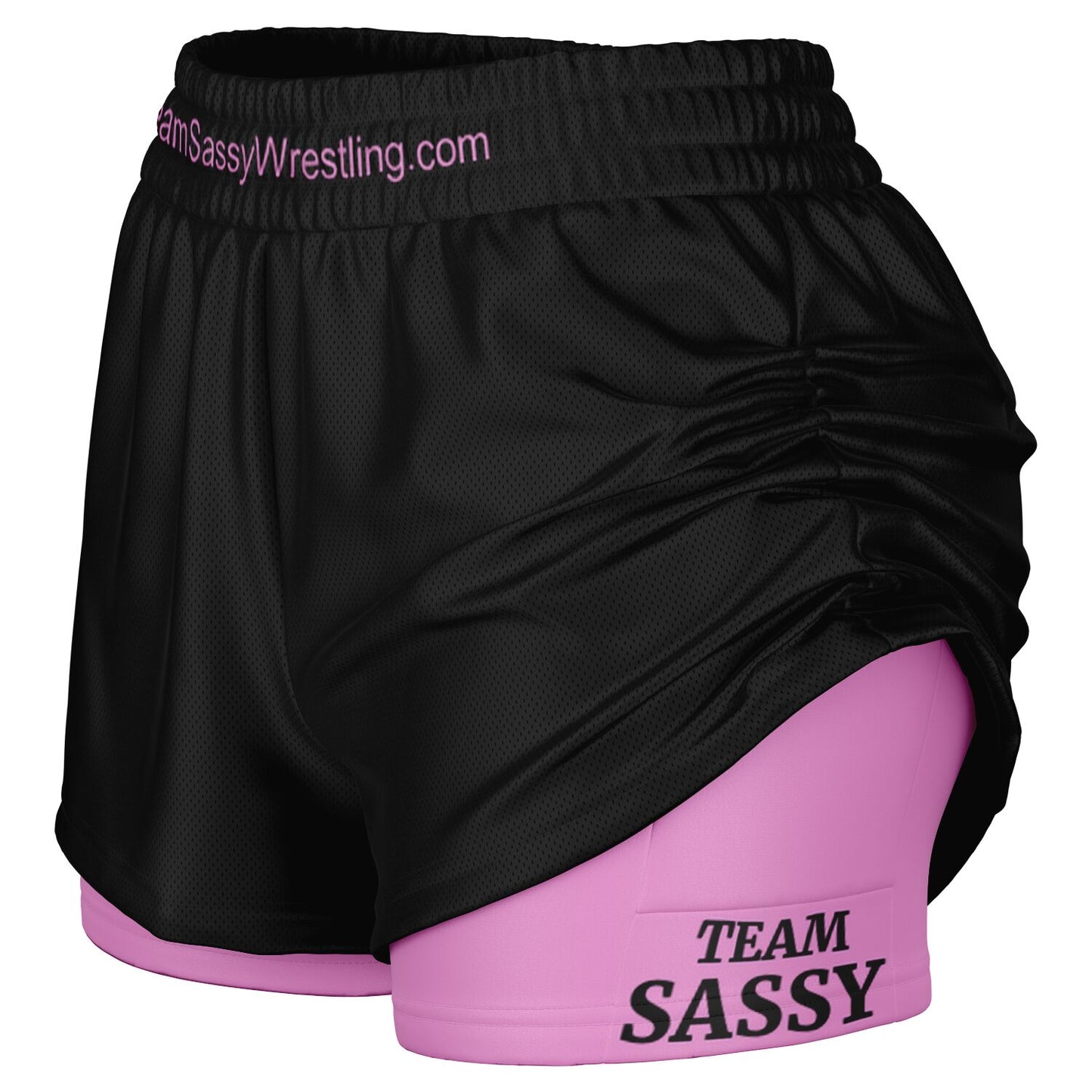 Team Sassy Women's 2-in-1 Shorts - Black & Light Pink