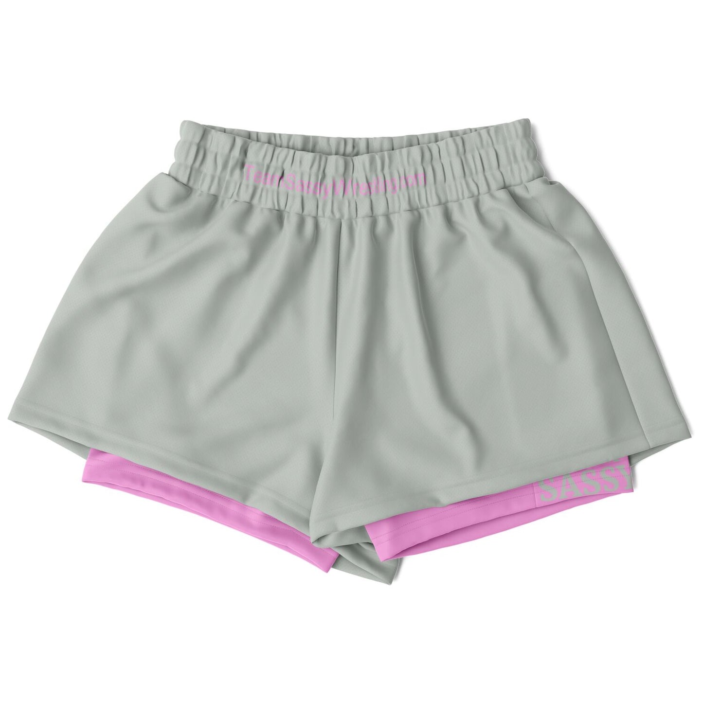 Team Sassy Women's 2-in-1 Shorts - Grey & Light Pink