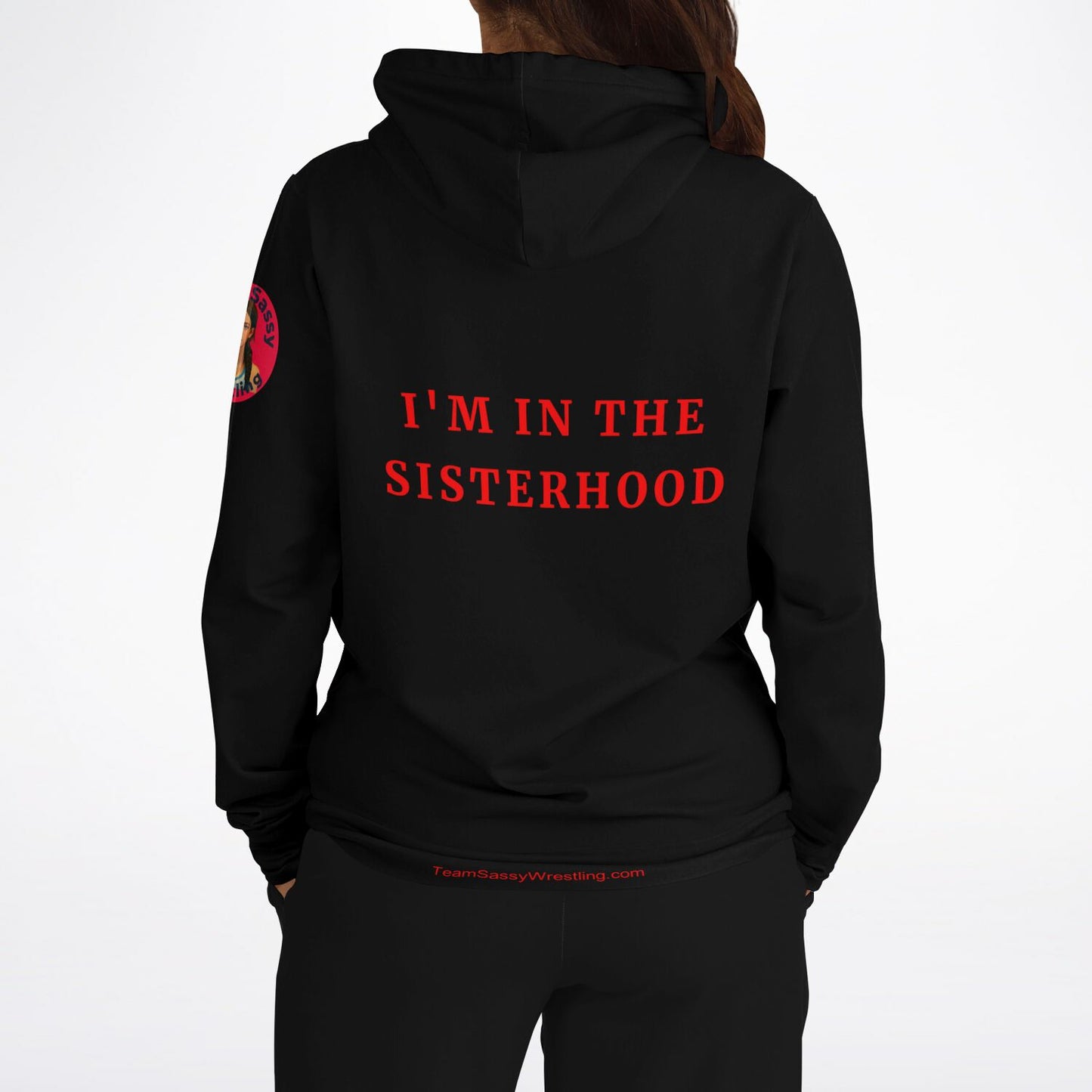 Athletic Hoodie - Black & Red with Sleeve Logo