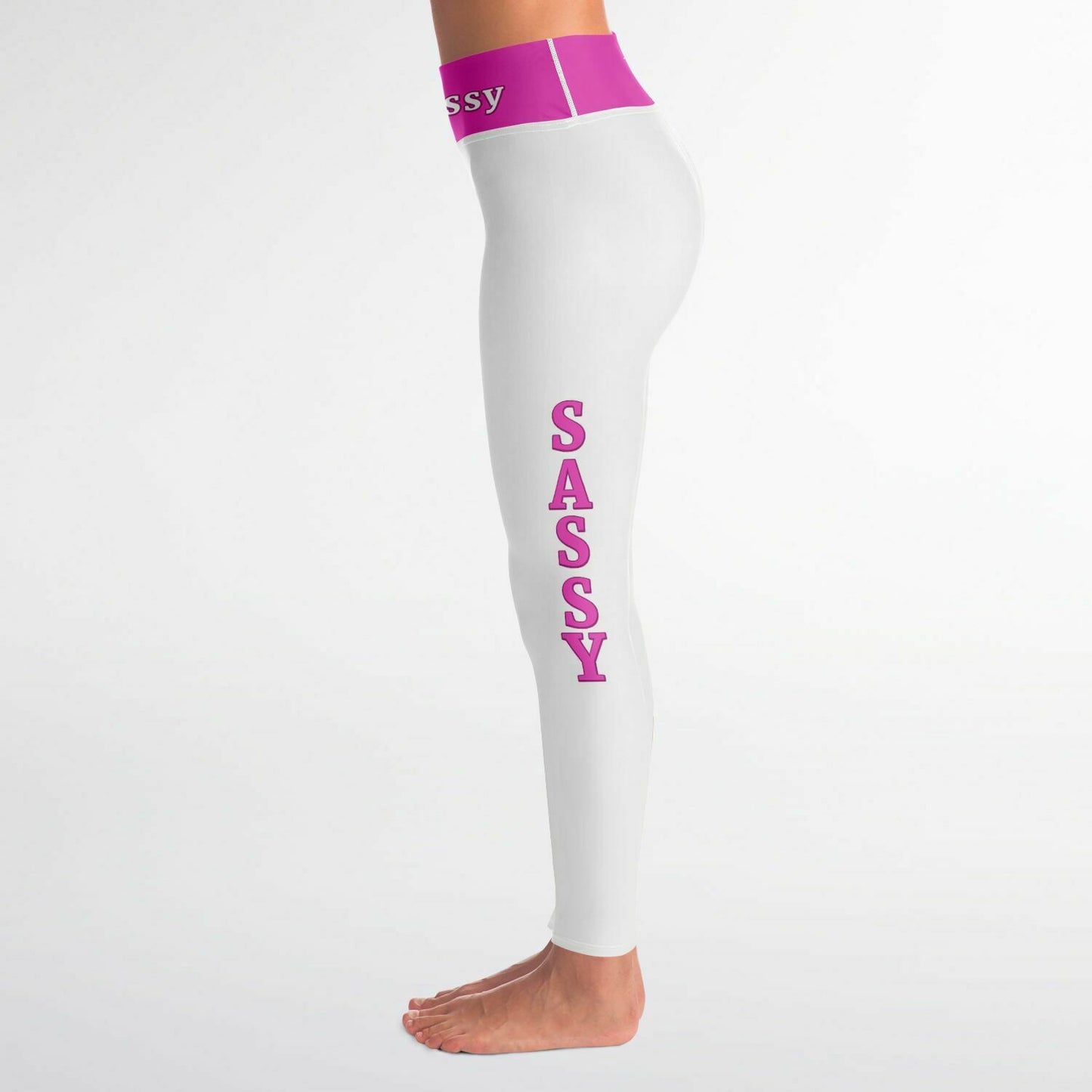 Team Sassy White-Bright Pink Yoga Leggings