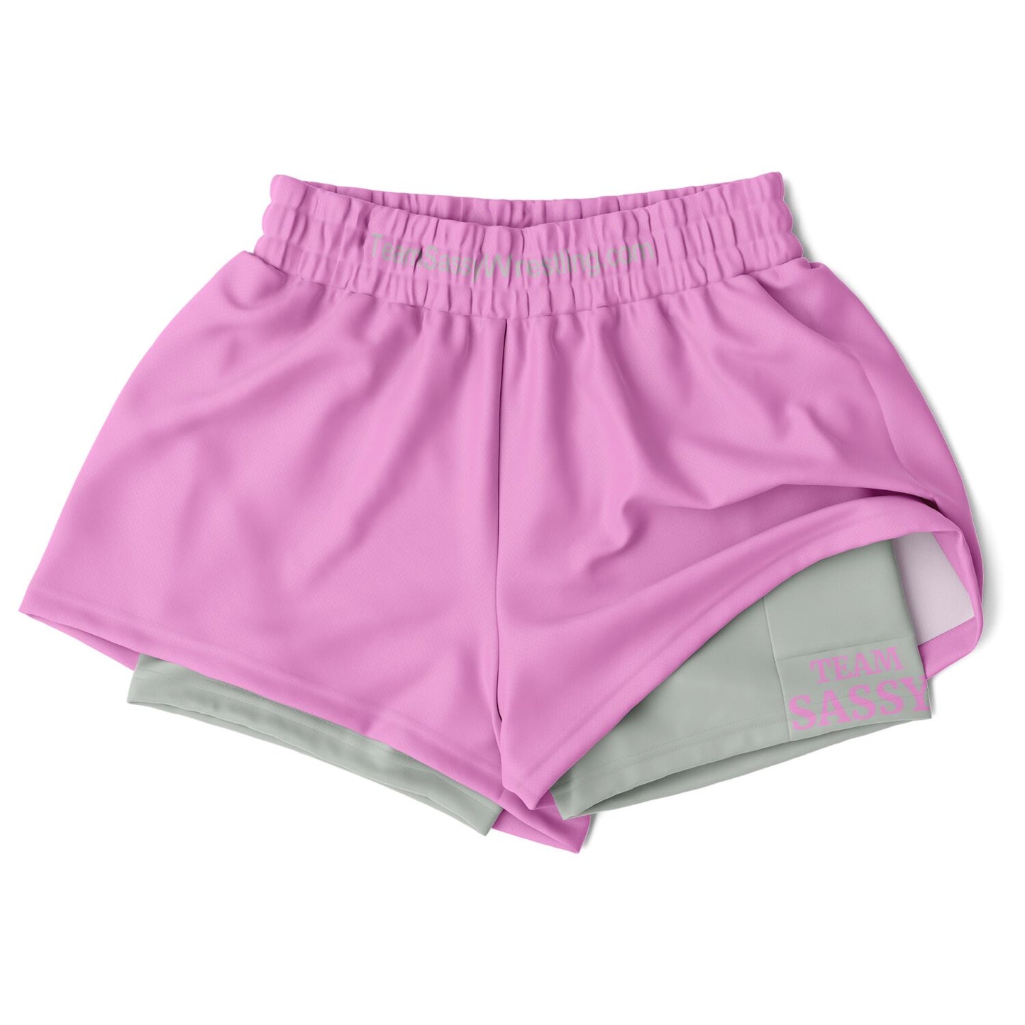 Team Sassy Women's 2-in-1 Shorts - Light Pink & Grey