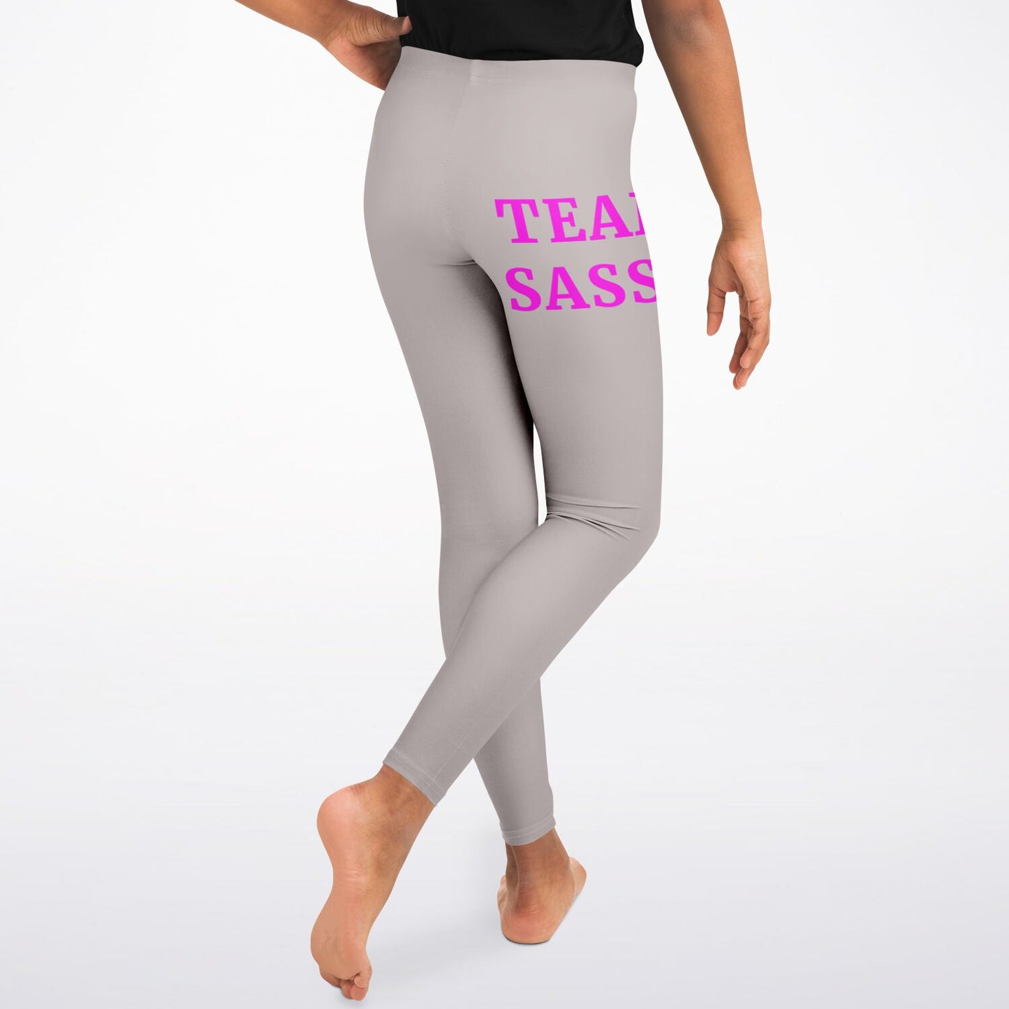 Team Sassy Youth Leggings- Silver and Bright Pink