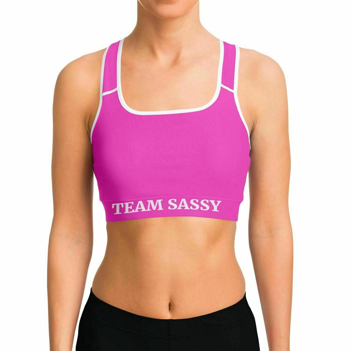 Team Sassy Pink-White Sports Bra