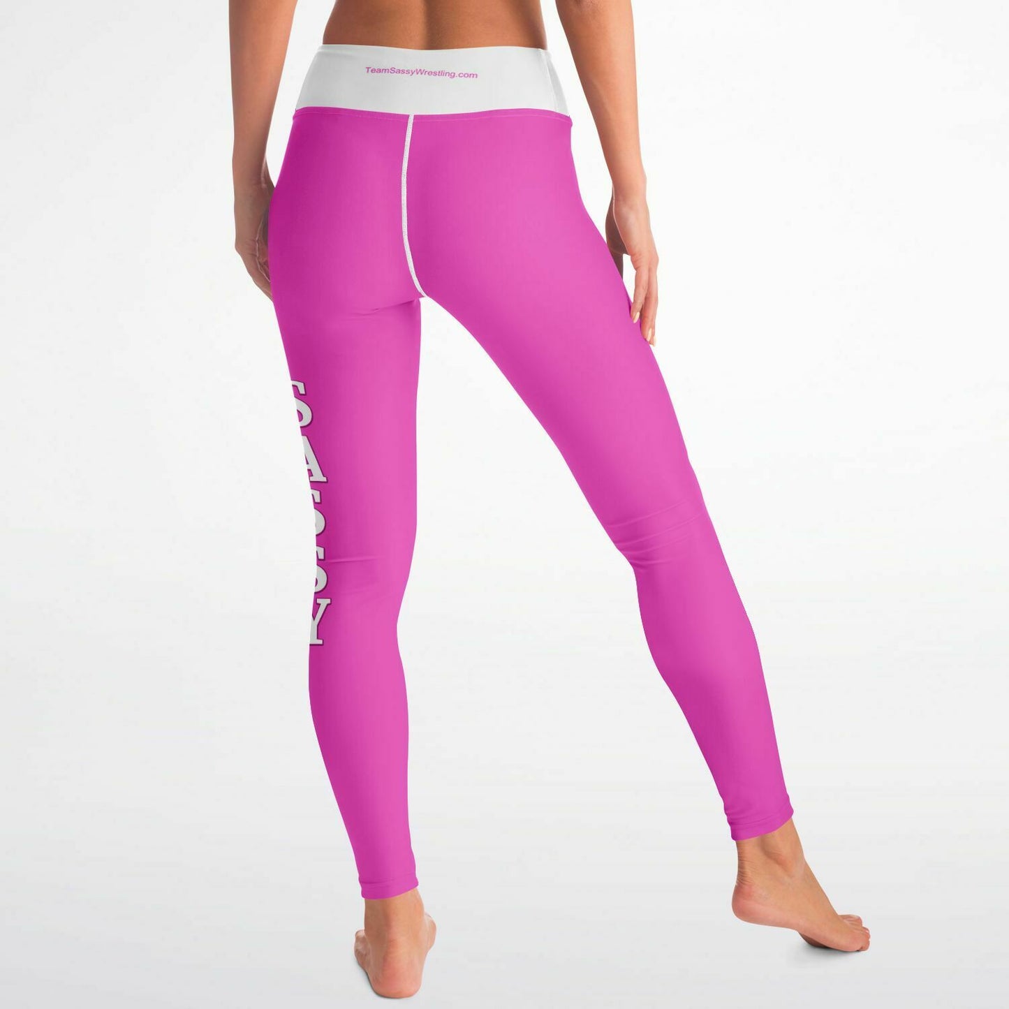 Team Sassy Bright Pink-White Yoga Leggings