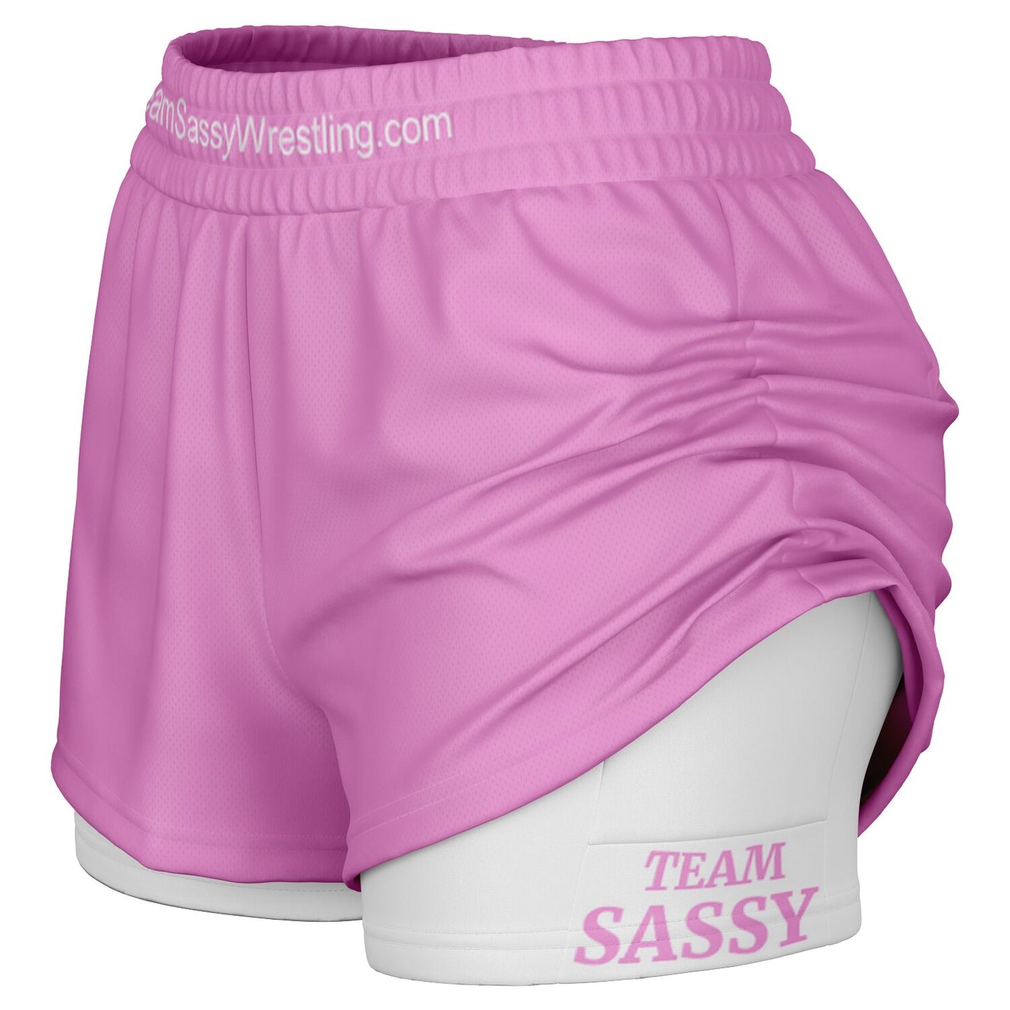 Team Sassy Women's 2-in-1 Shorts - Light Pink & White