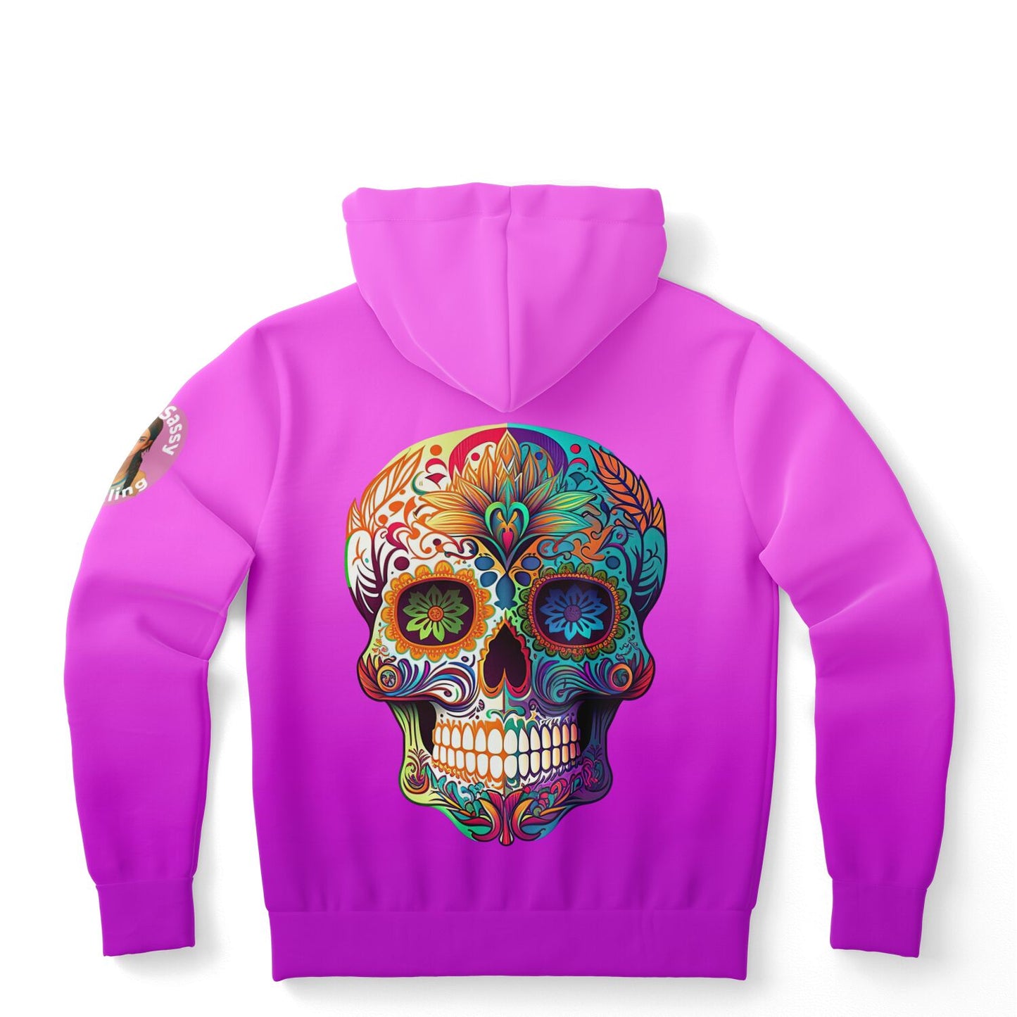 Team Sassy Multi-Color Skull Purple Hoodie-Cotton Lined