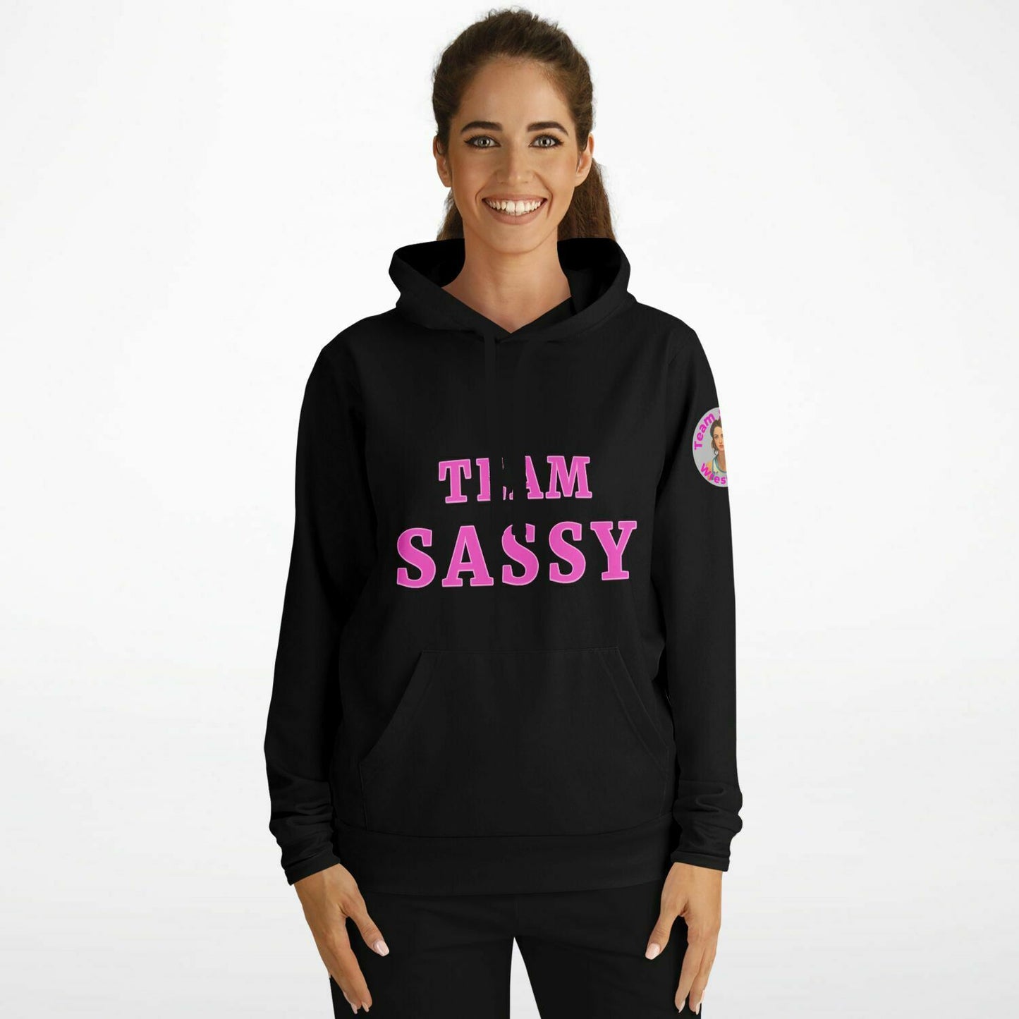 Sisterhood Hoodie - Black & Bright Pink