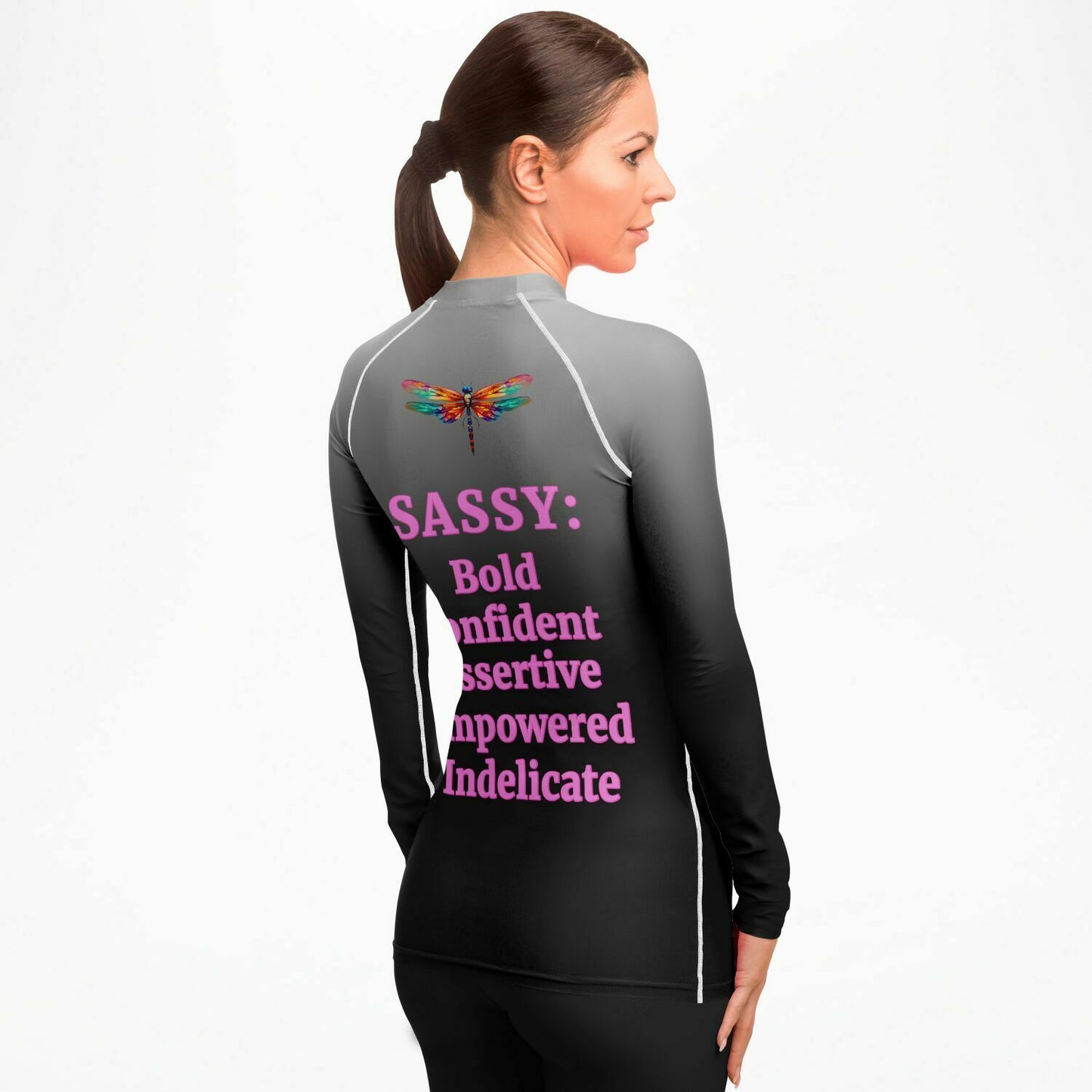 Women's Team Sassy Definition Rashguard- Black & Grey