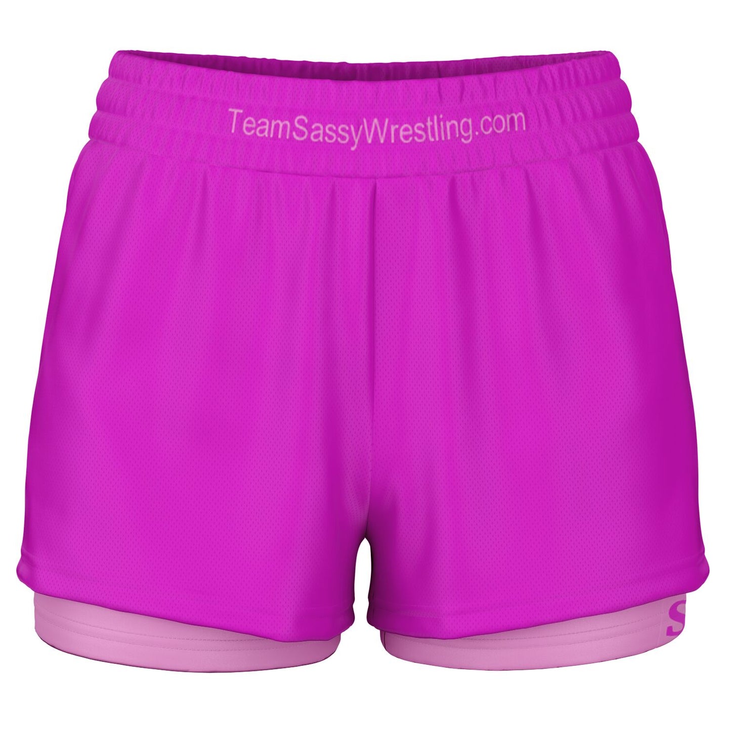 Team Sassy Women's 2-in-1 Shorts - Bright Pink & Light Pink