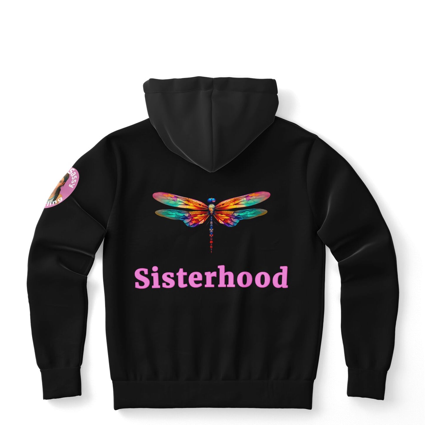 Team Sassy Dragonfly Black Hoodie-Cotton Lined