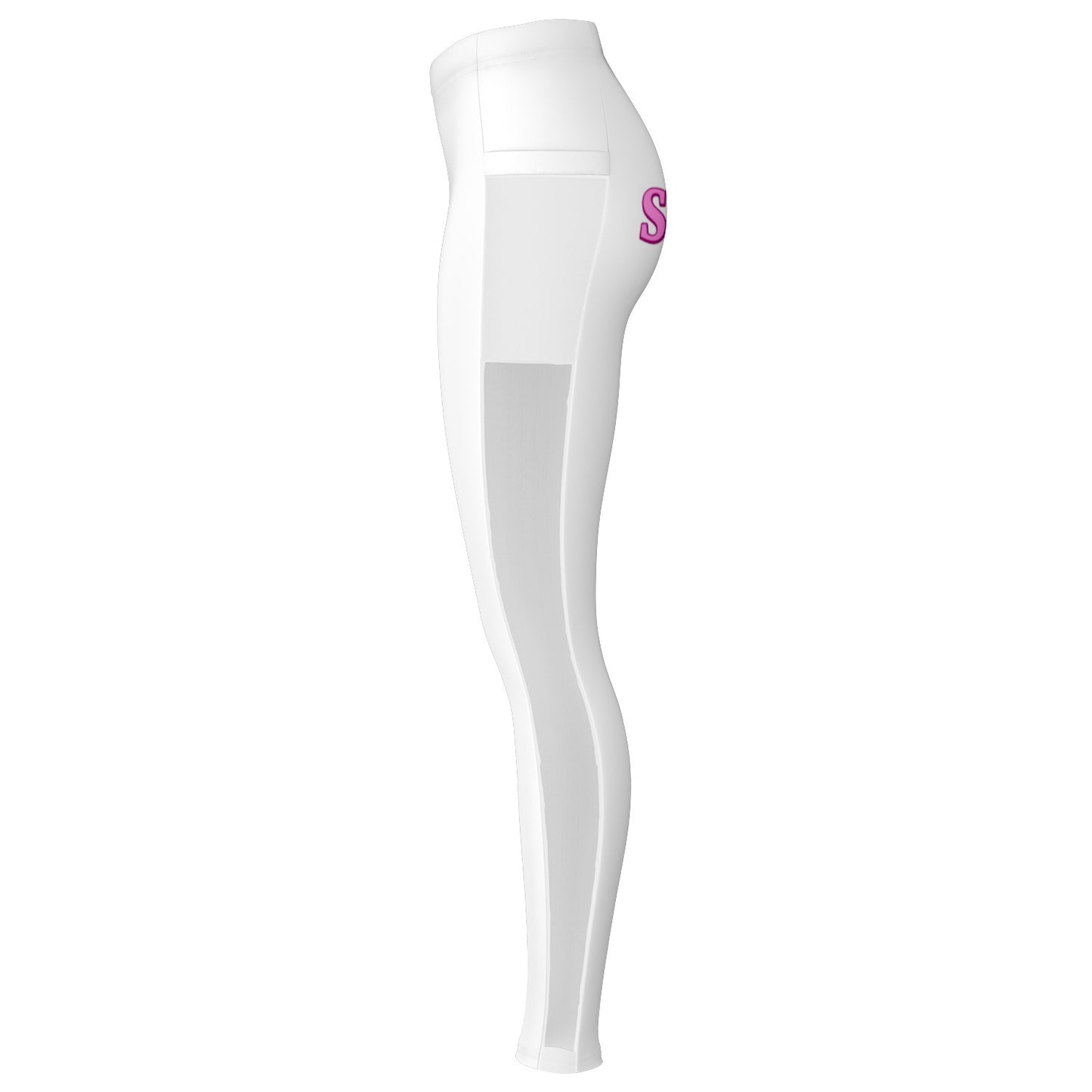 Team Sassy "Butt" Light Pink-White Split Mesh Pocket Leggings