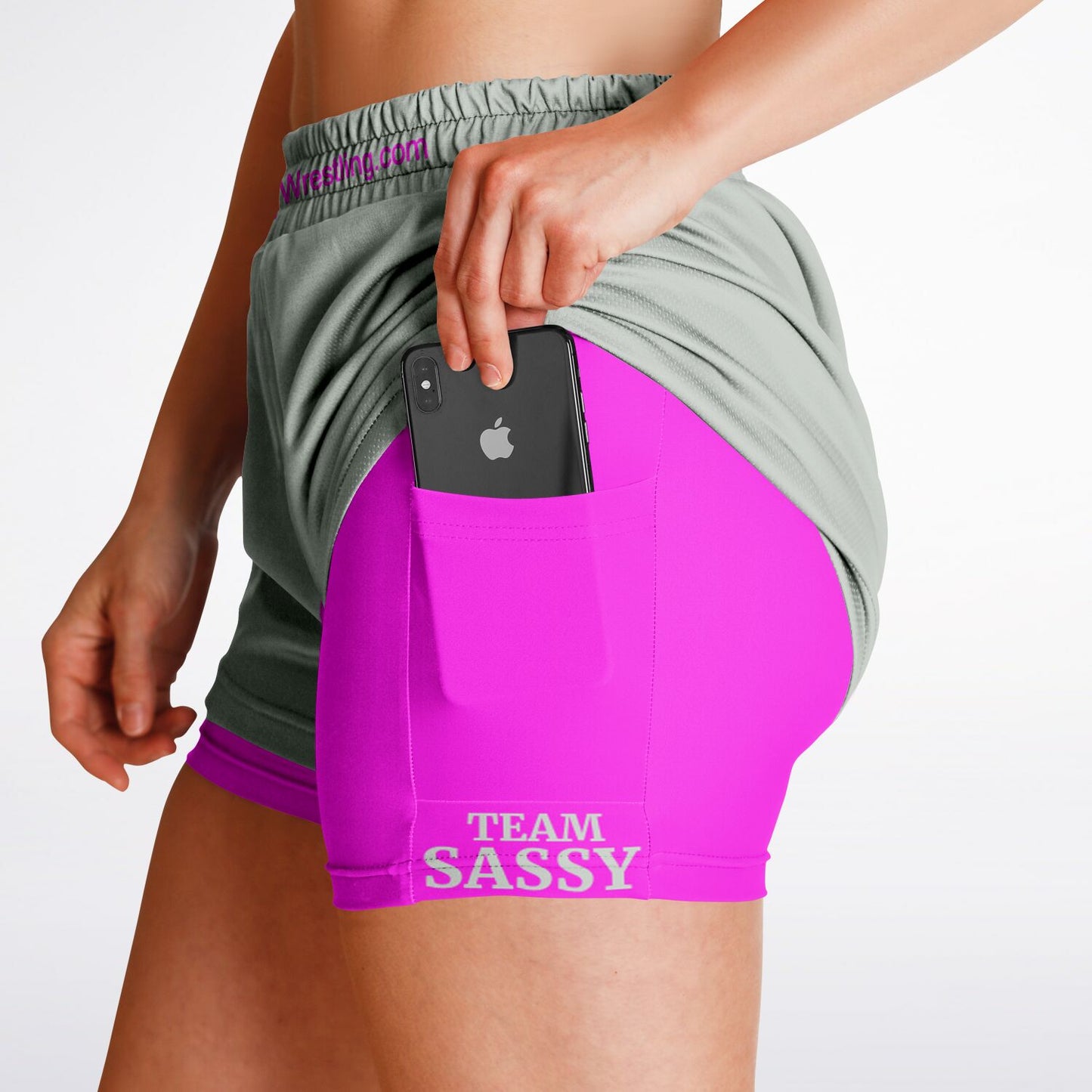 Team Sassy Women's 2-in-1 Shorts - Grey & Bright Pink