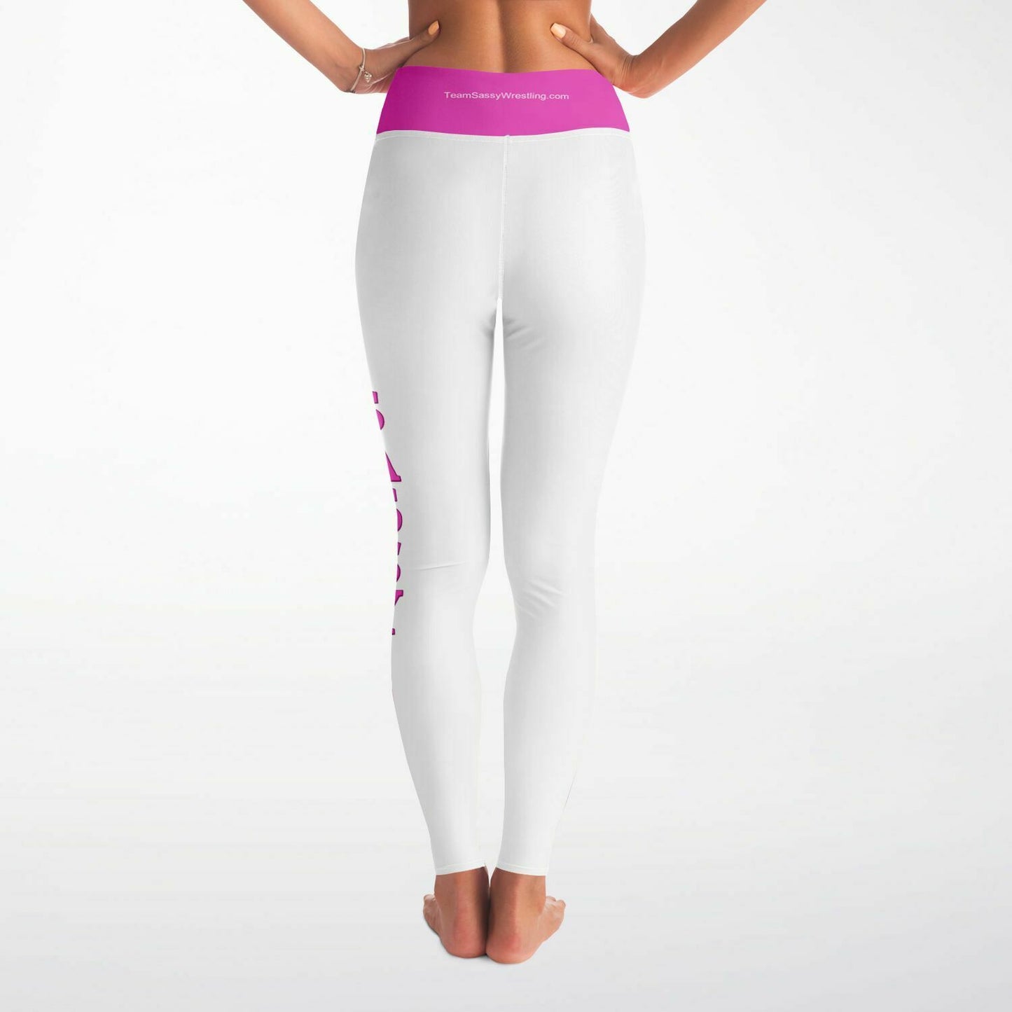 Team Sassy White-Bright Pink Yoga Leggings