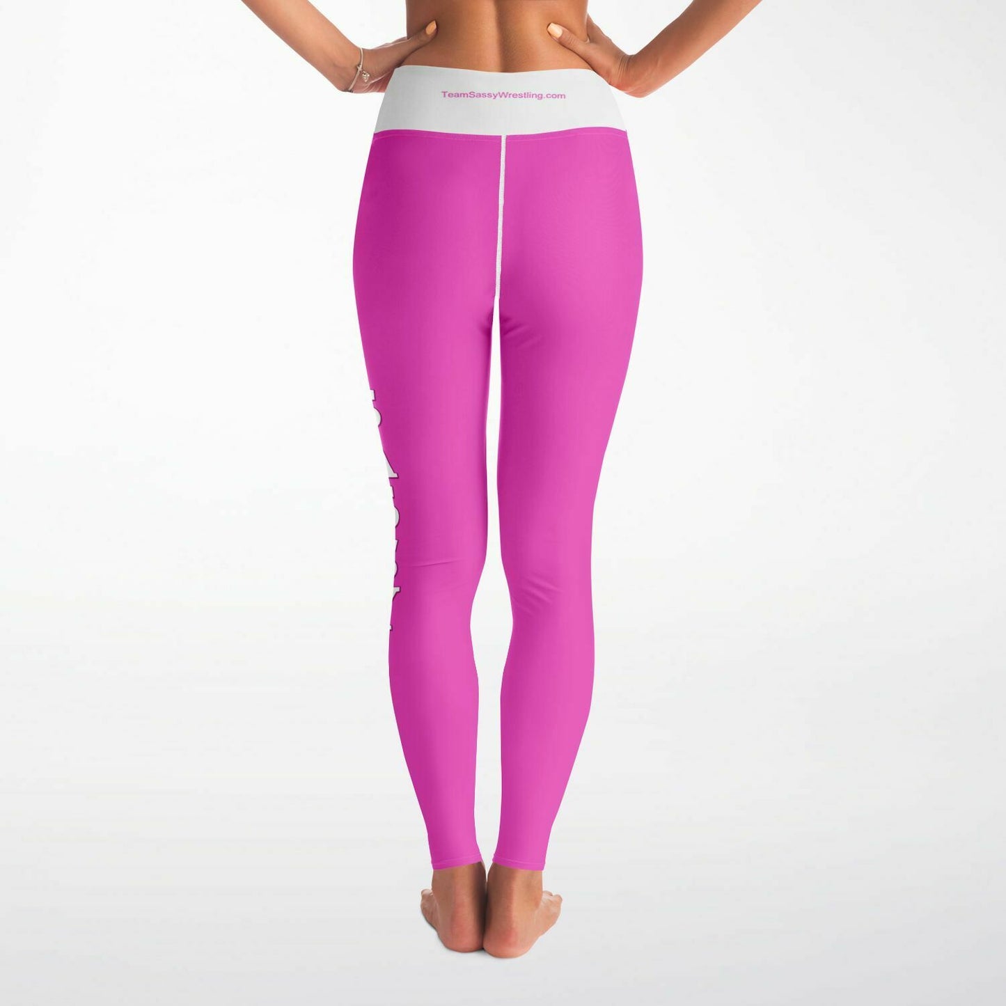 Team Sassy Bright Pink-White Yoga Leggings