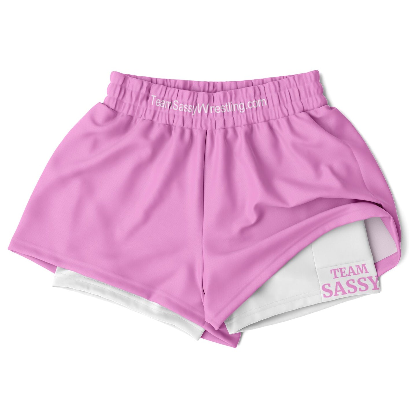 Team Sassy Women's 2-in-1 Shorts - Light Pink & White