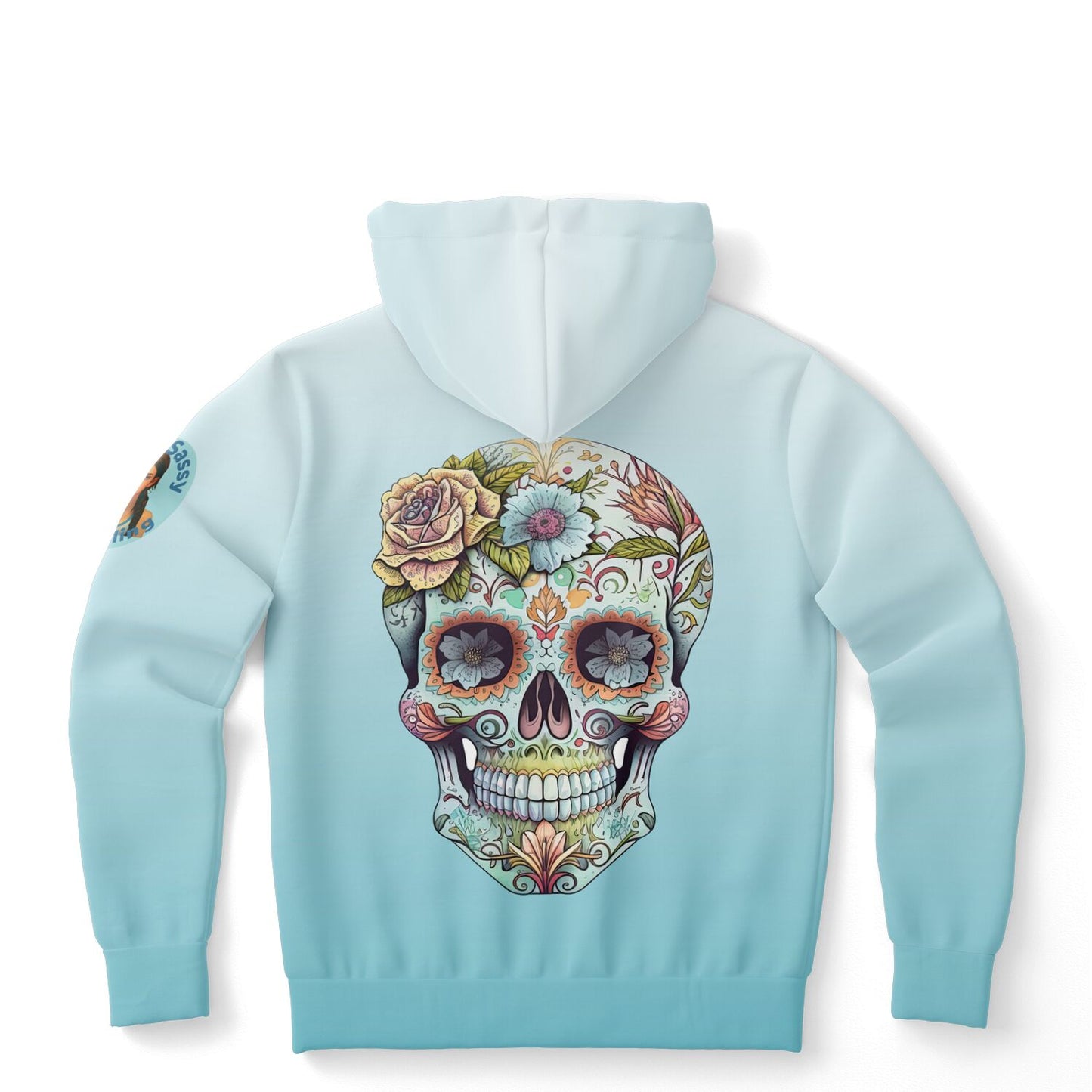 Team Sassy Light Blue Skull Hoodie-Cotton Lined