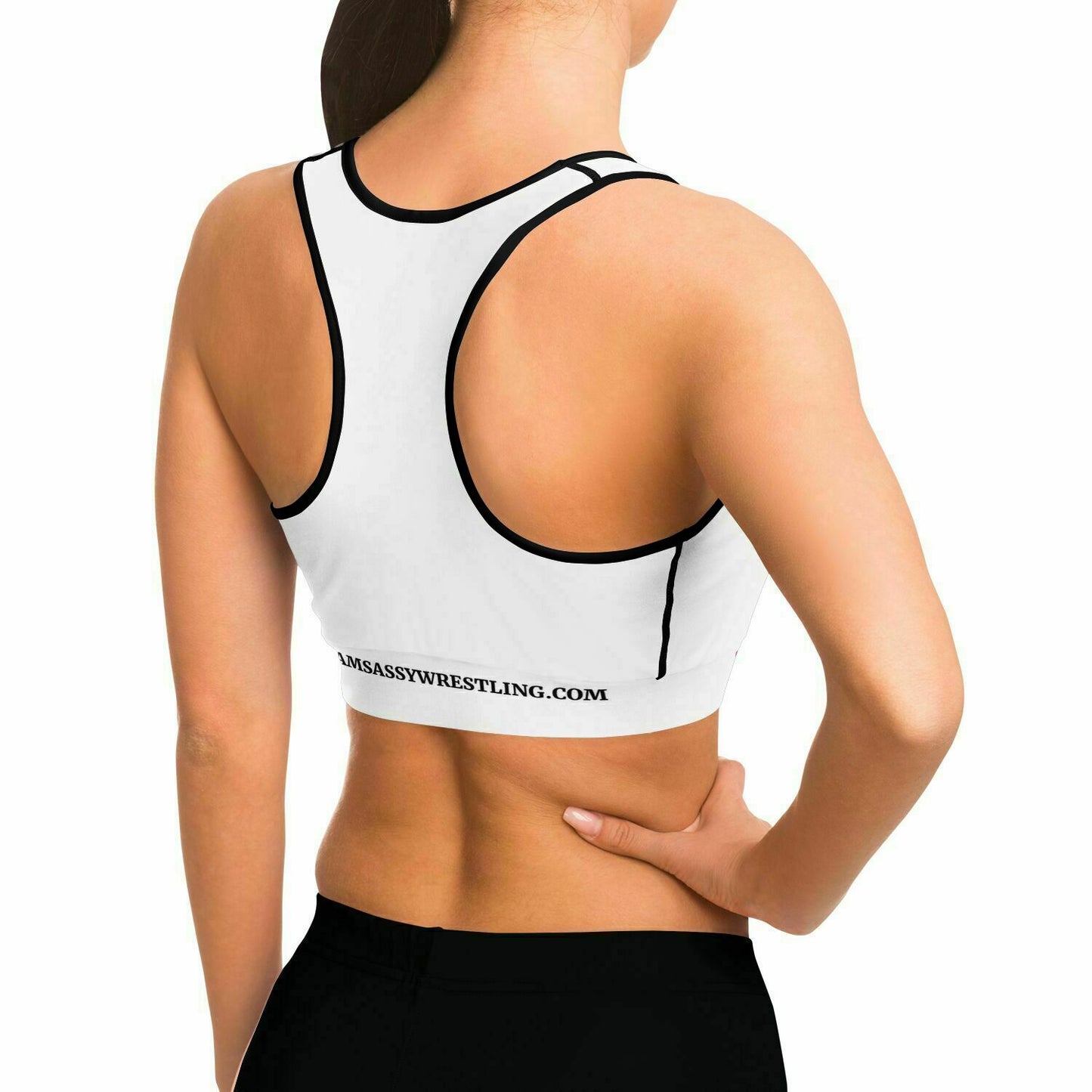 Team Sassy White-Black Sports Bra