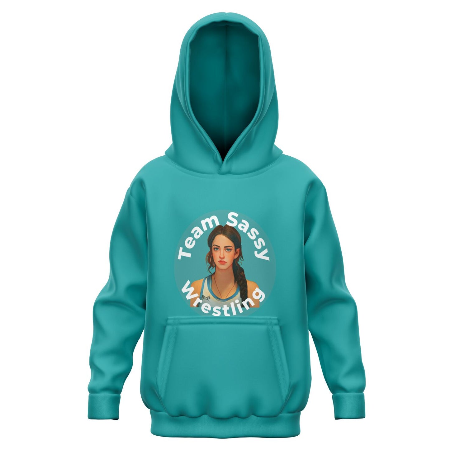 Athletic Kids Hoodie - Teal with Blue Logo