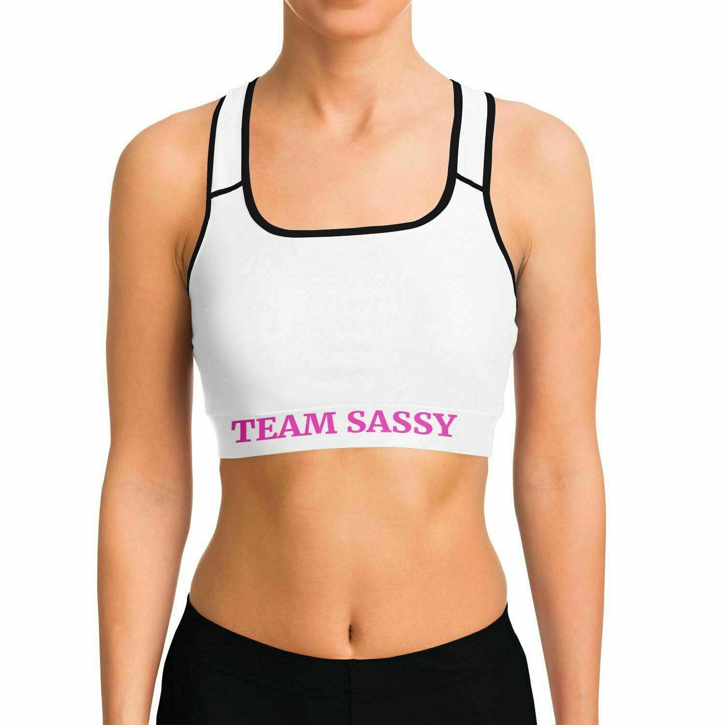 Team Sassy White-Black Sports Bra