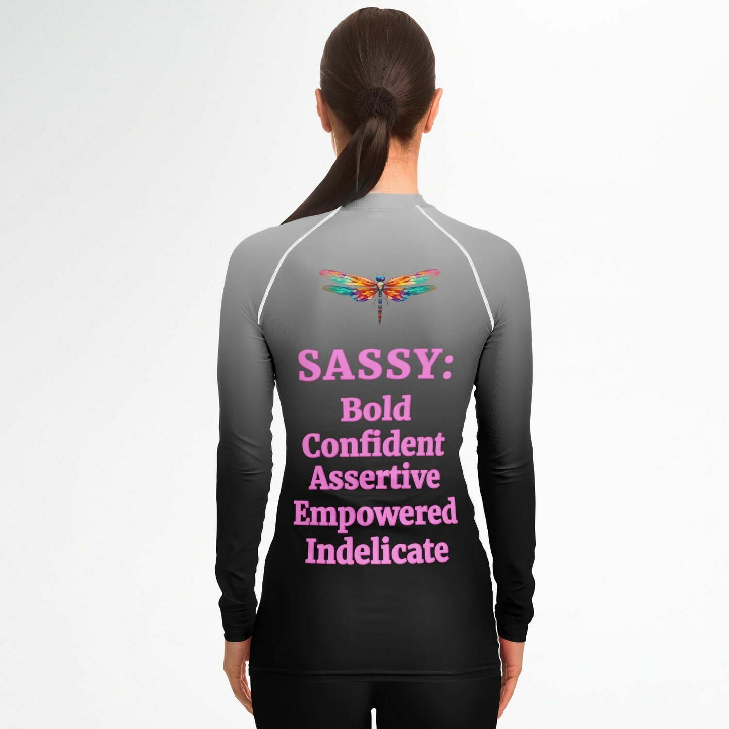 Women's Team Sassy Definition Rashguard- Black & Grey