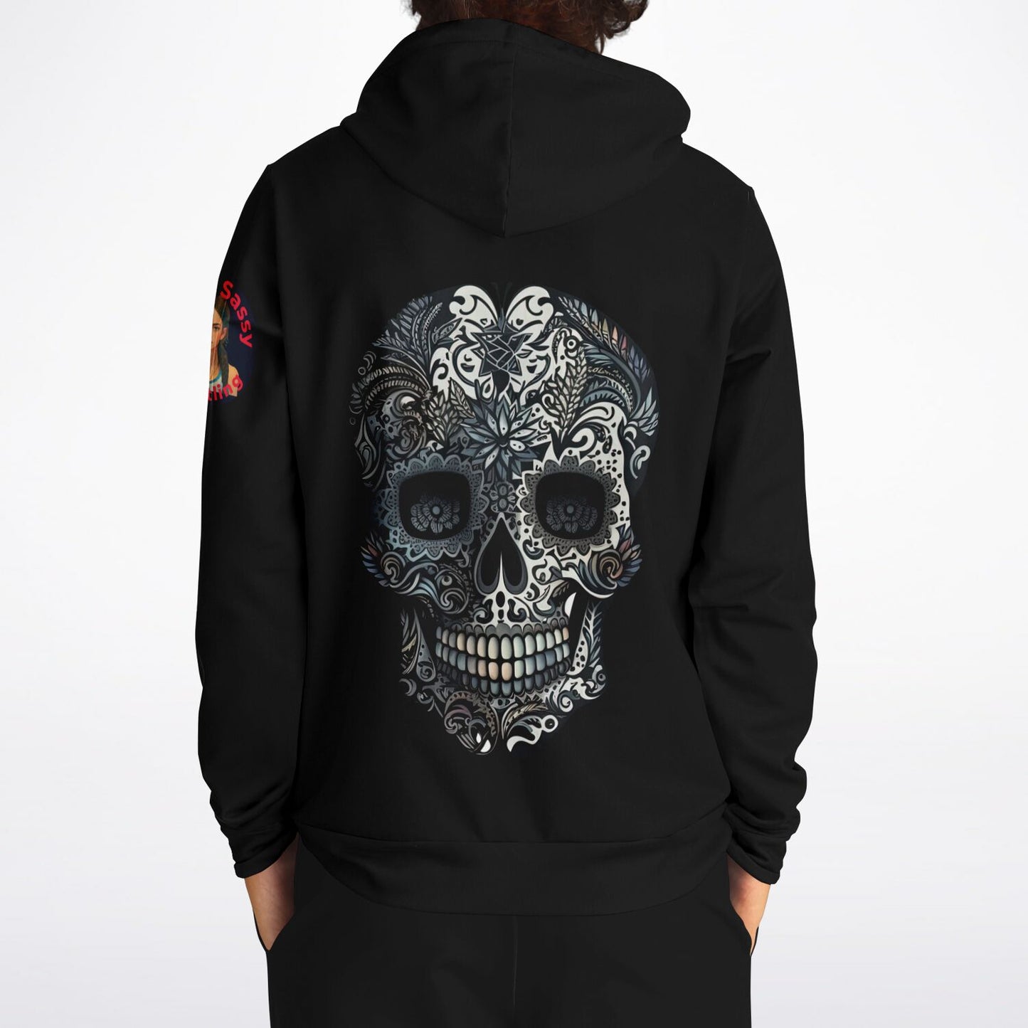 Team Sassy Black Skull Red Hoodie-Cotton Lined