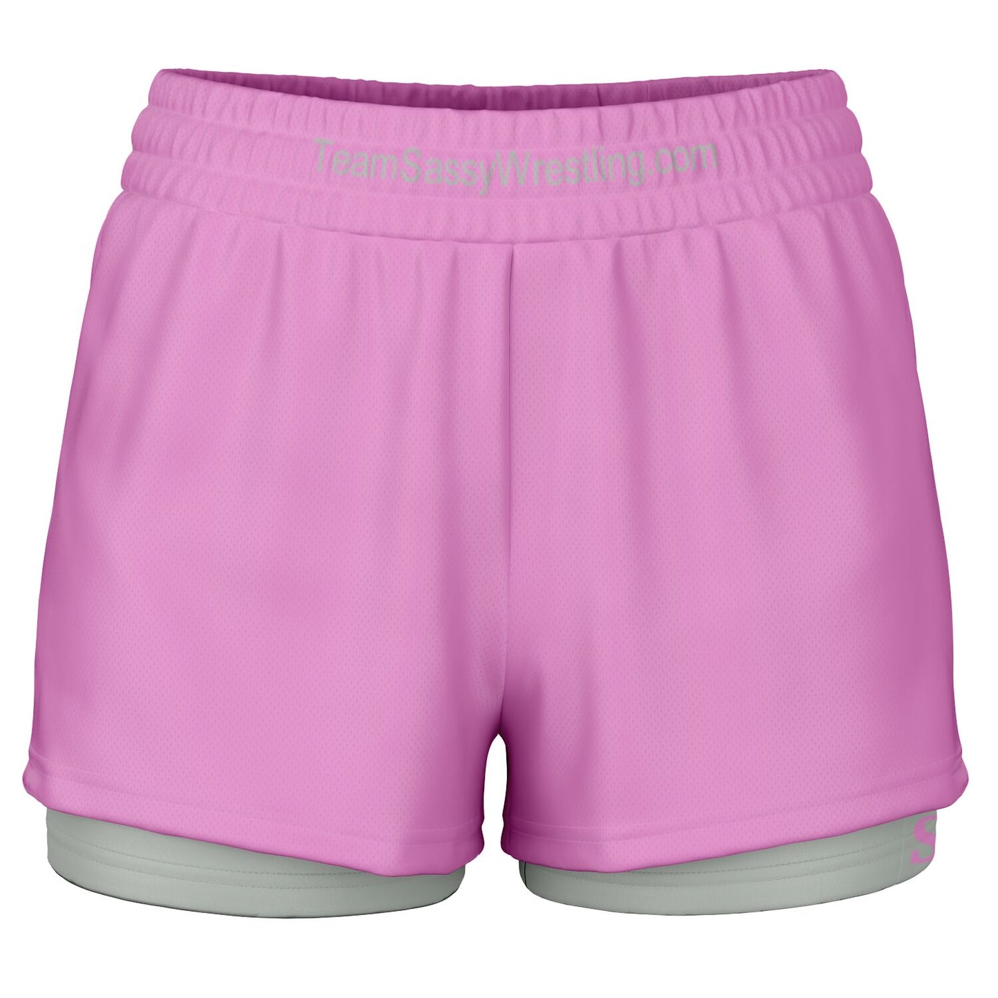 Team Sassy Women's 2-in-1 Shorts - Light Pink & Grey