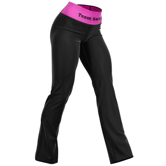 Team Sassy Black-Bright Pink Flare Leggings