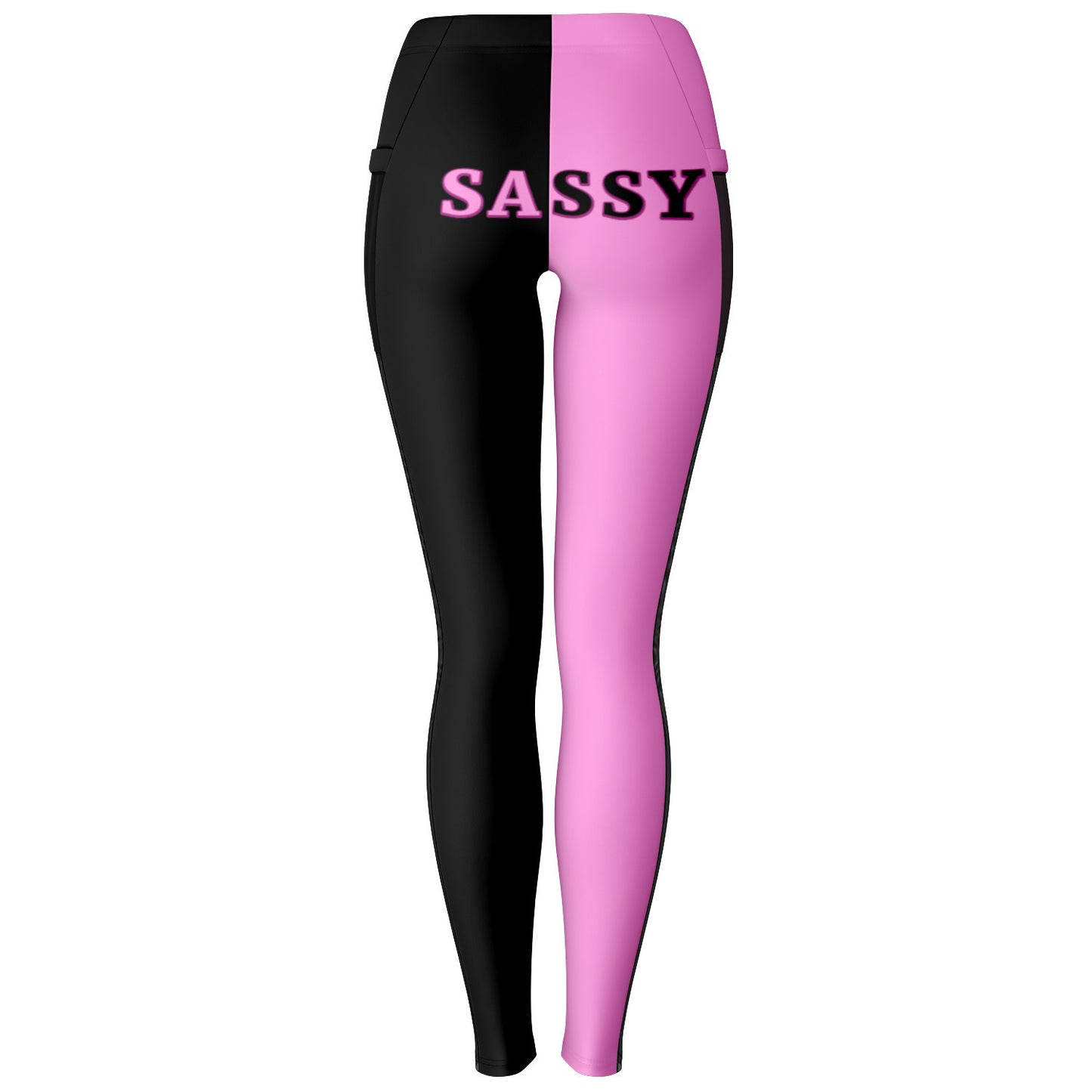 Team Sassy "Butt" Light Pink-Black Split Mesh Pocket Leggings