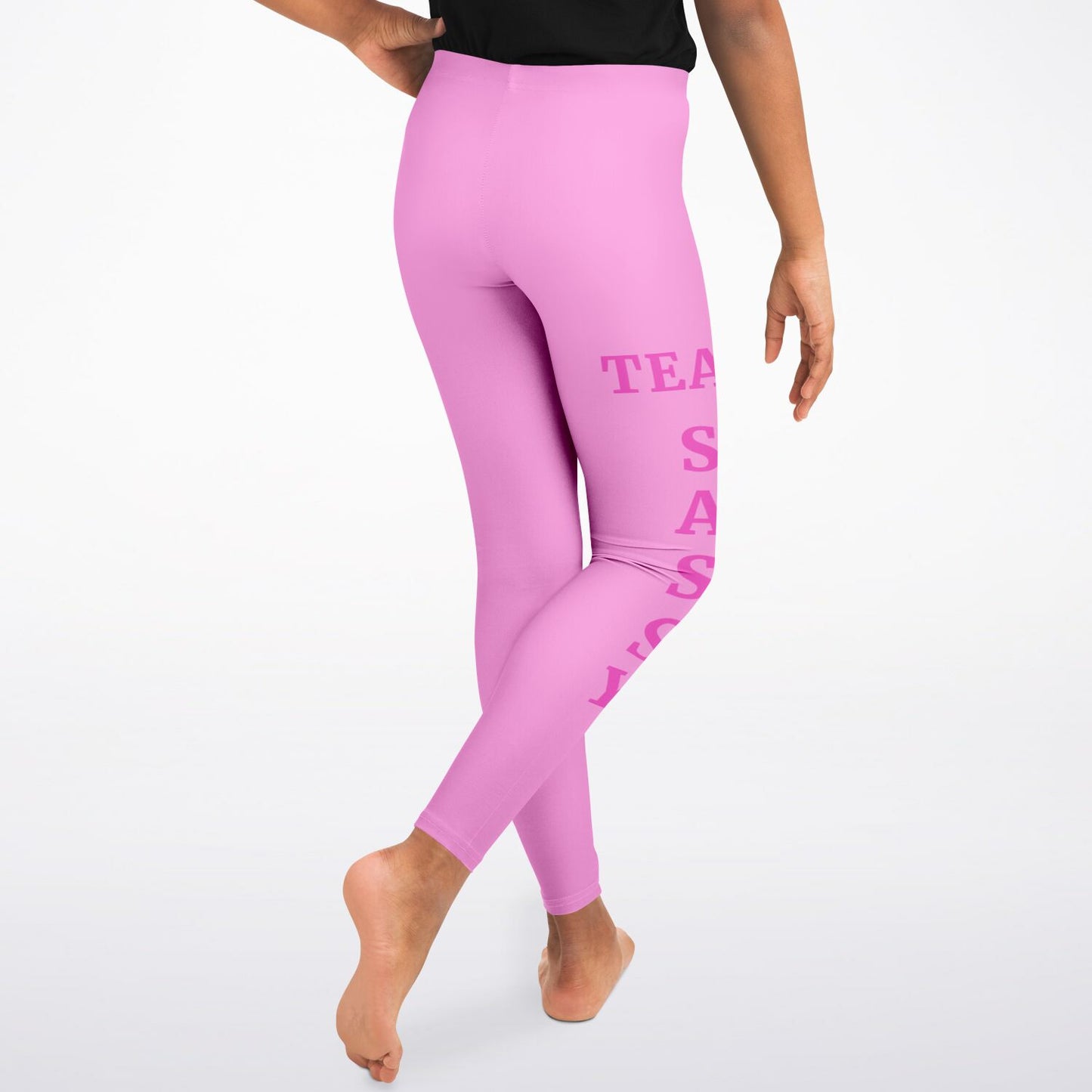 Team Sassy Youth Leggings-Light Pink and Bright Pink Leg