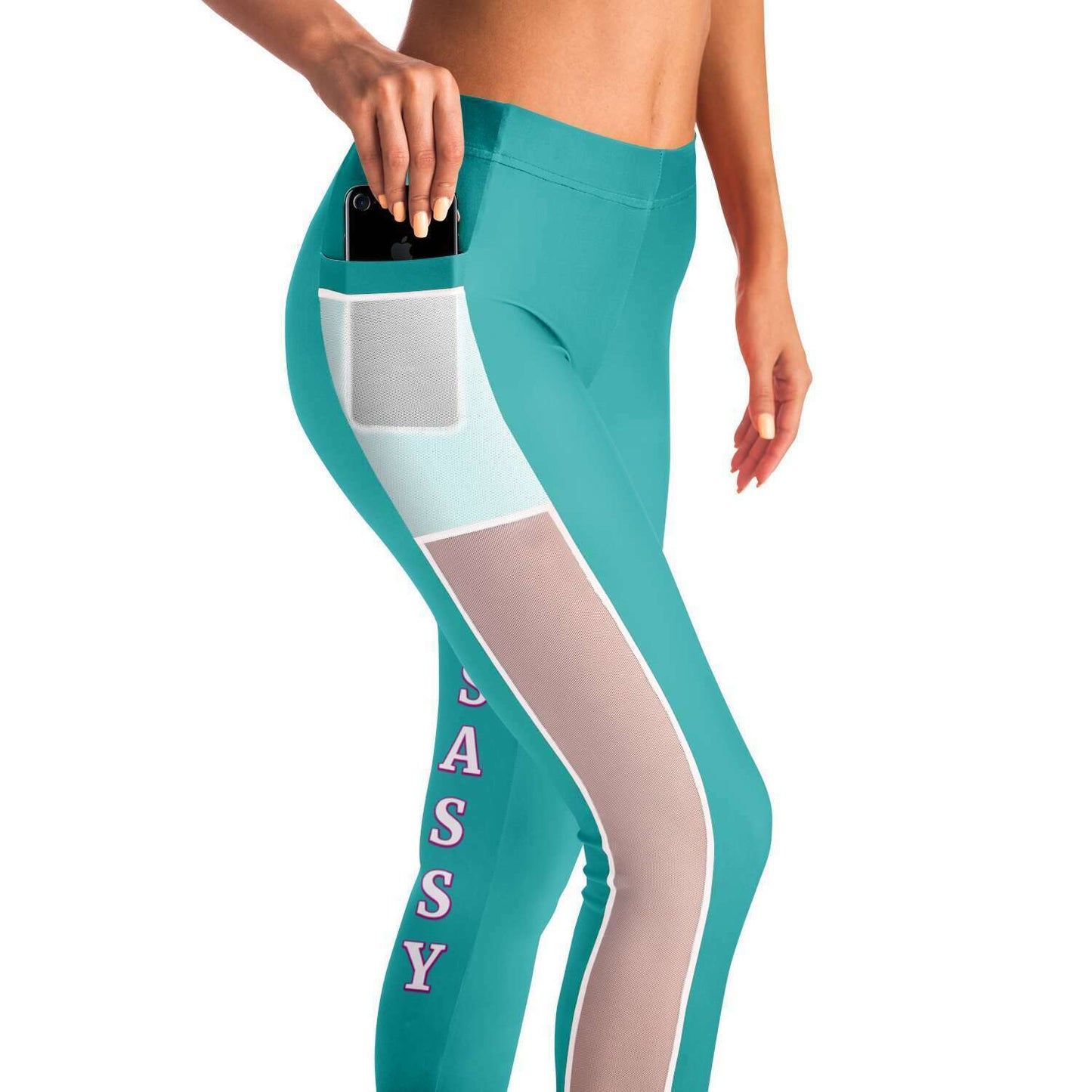 Team Sassy "Leg" Teal Mesh Pocket Leggings