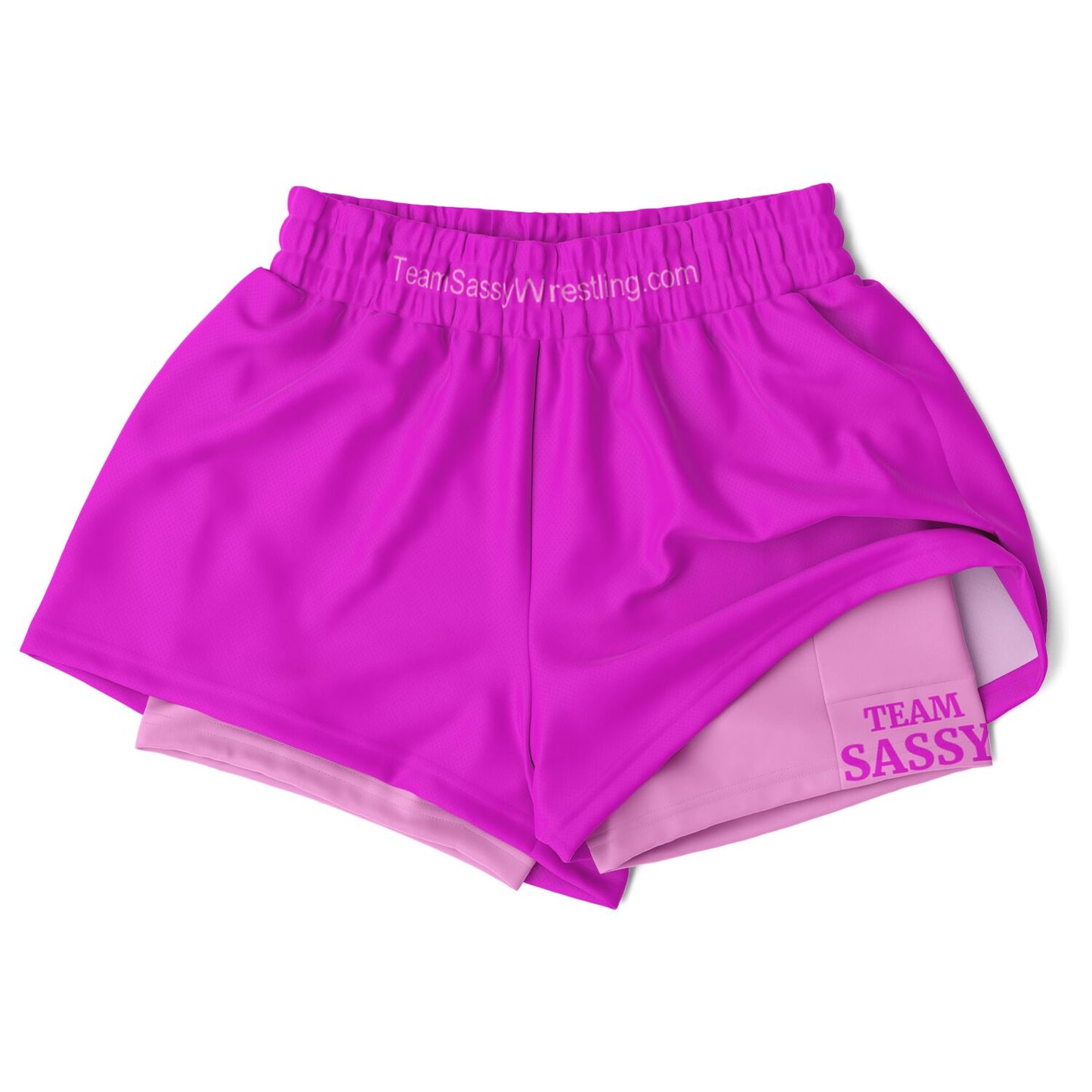 Team Sassy Women's 2-in-1 Shorts - Bright Pink & Light Pink