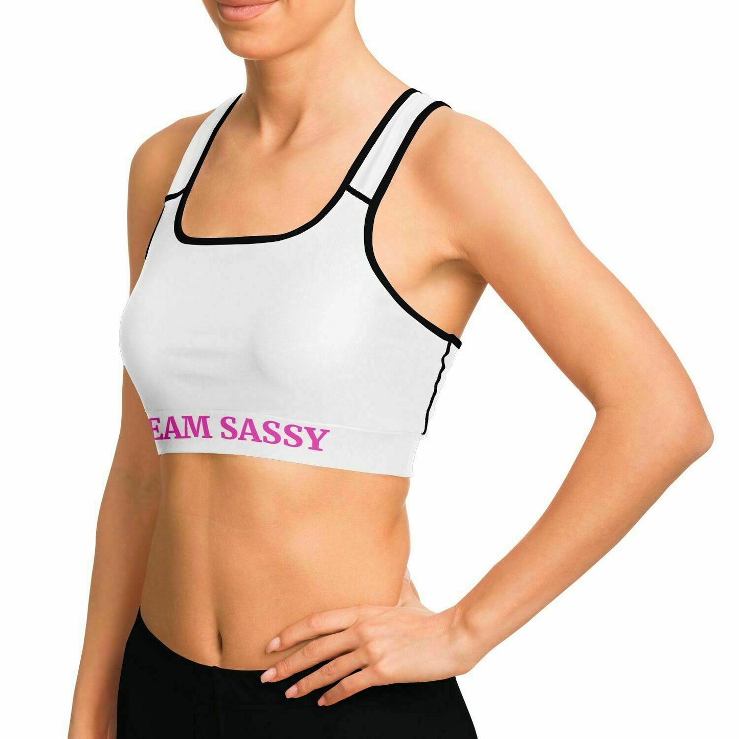 Team Sassy White-Black Sports Bra