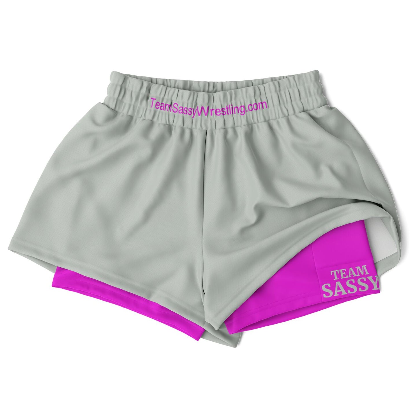 Team Sassy Women's 2-in-1 Shorts - Grey & Bright Pink