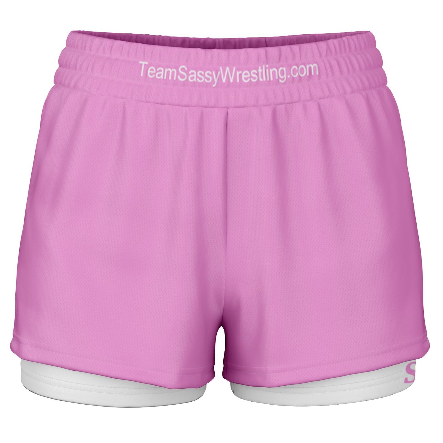 Team Sassy Women's 2-in-1 Shorts - Light Pink & White