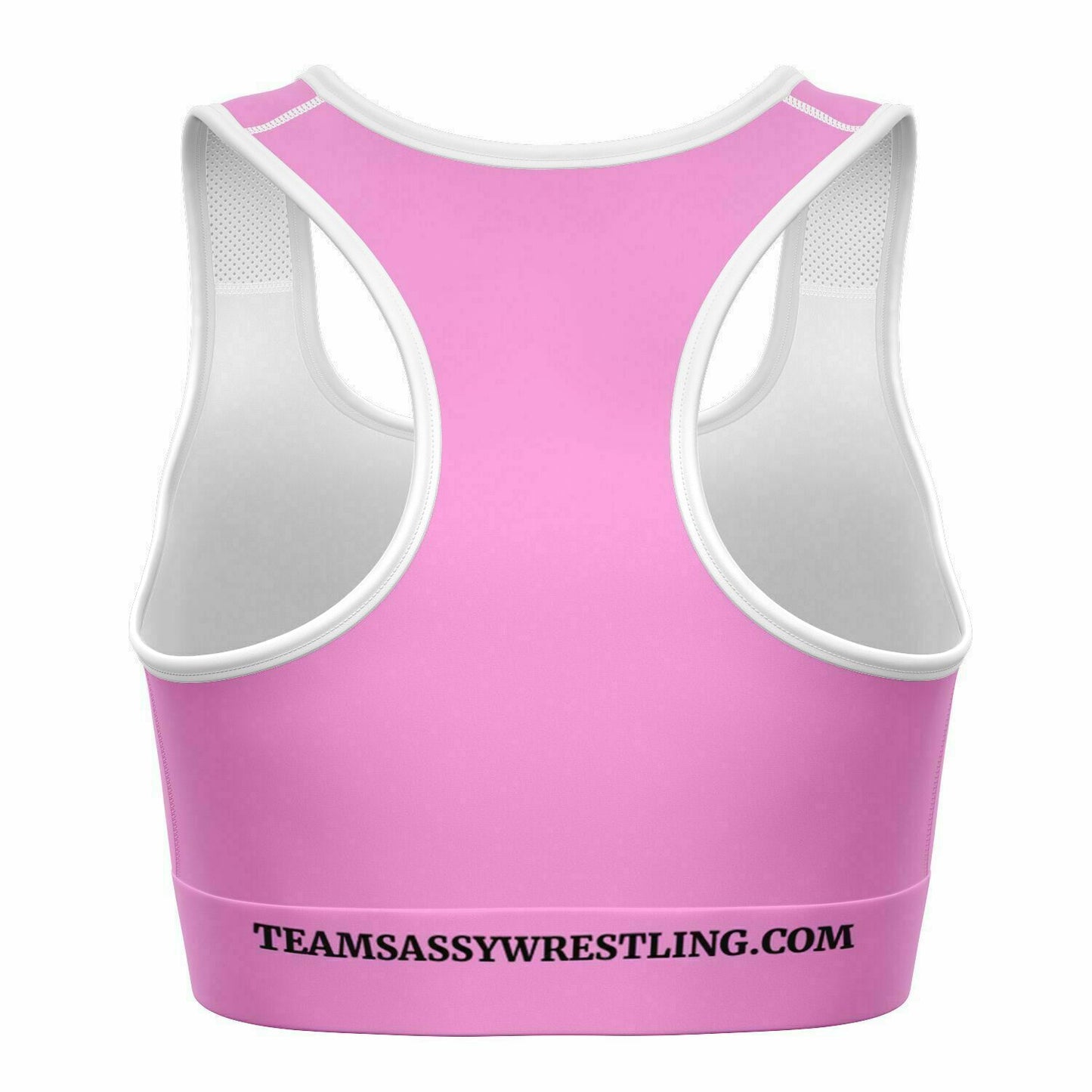 Sports Bra - AOP Light Pink and White