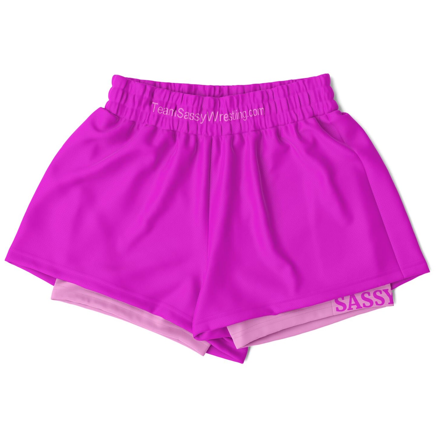 Team Sassy Women's 2-in-1 Shorts - Bright Pink & Light Pink