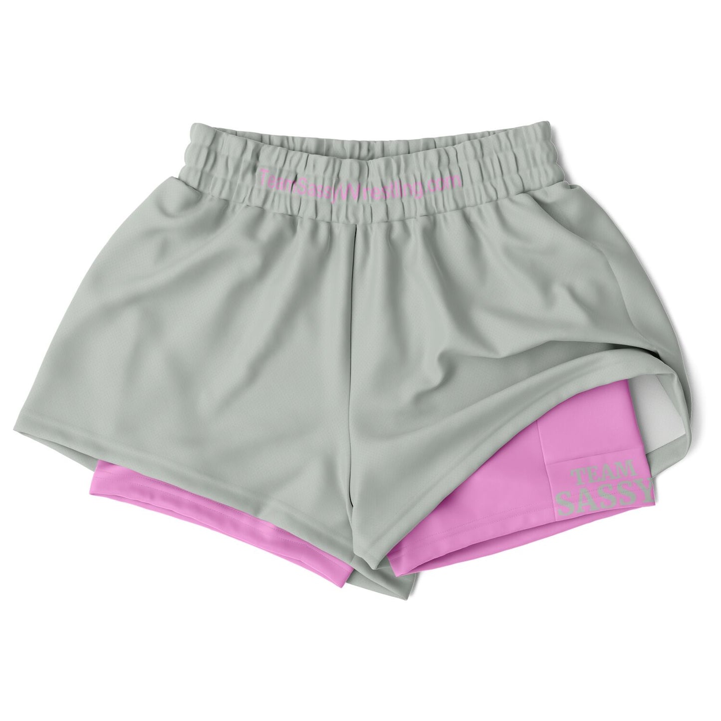 Team Sassy Women's 2-in-1 Shorts - Grey & Light Pink