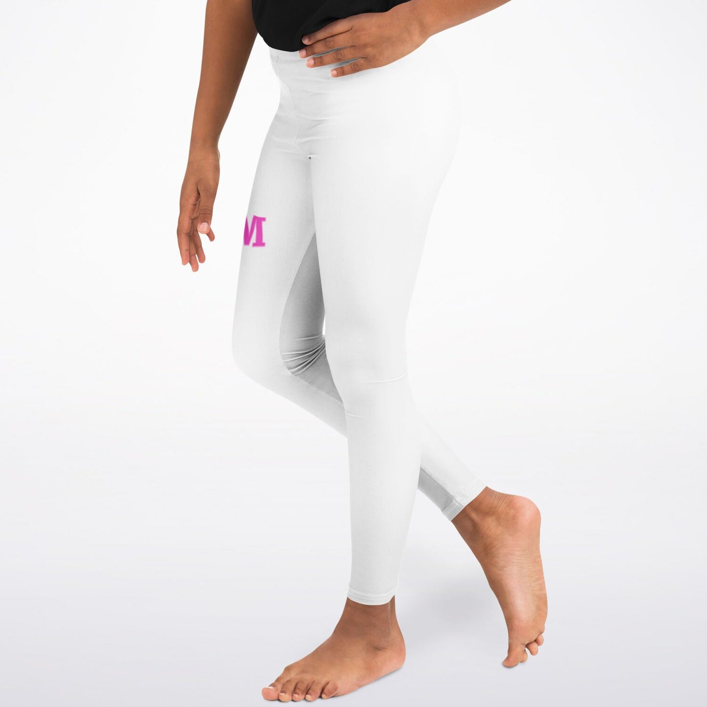 Team Sassy Youth Leggings-White and Bright Pink Leg