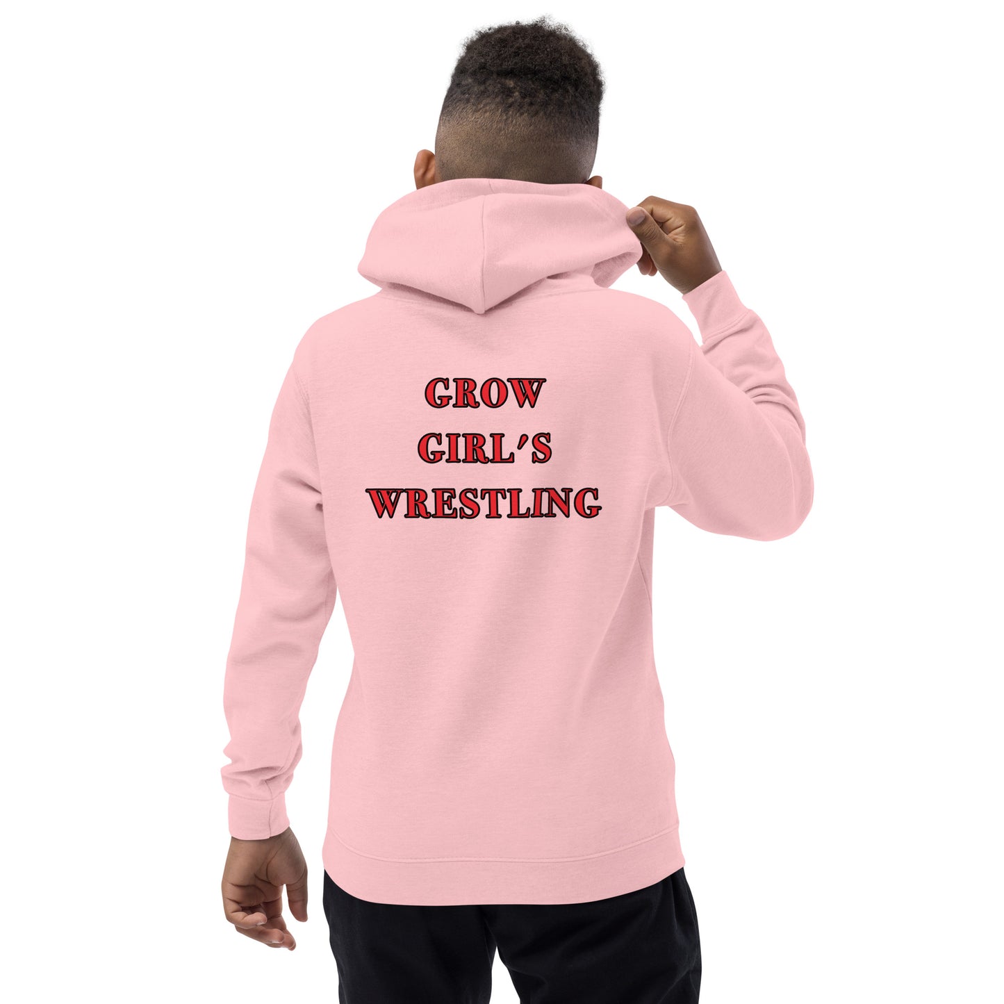 Kids Grow Girl's Wrestling Hoodie Black/Red Logo