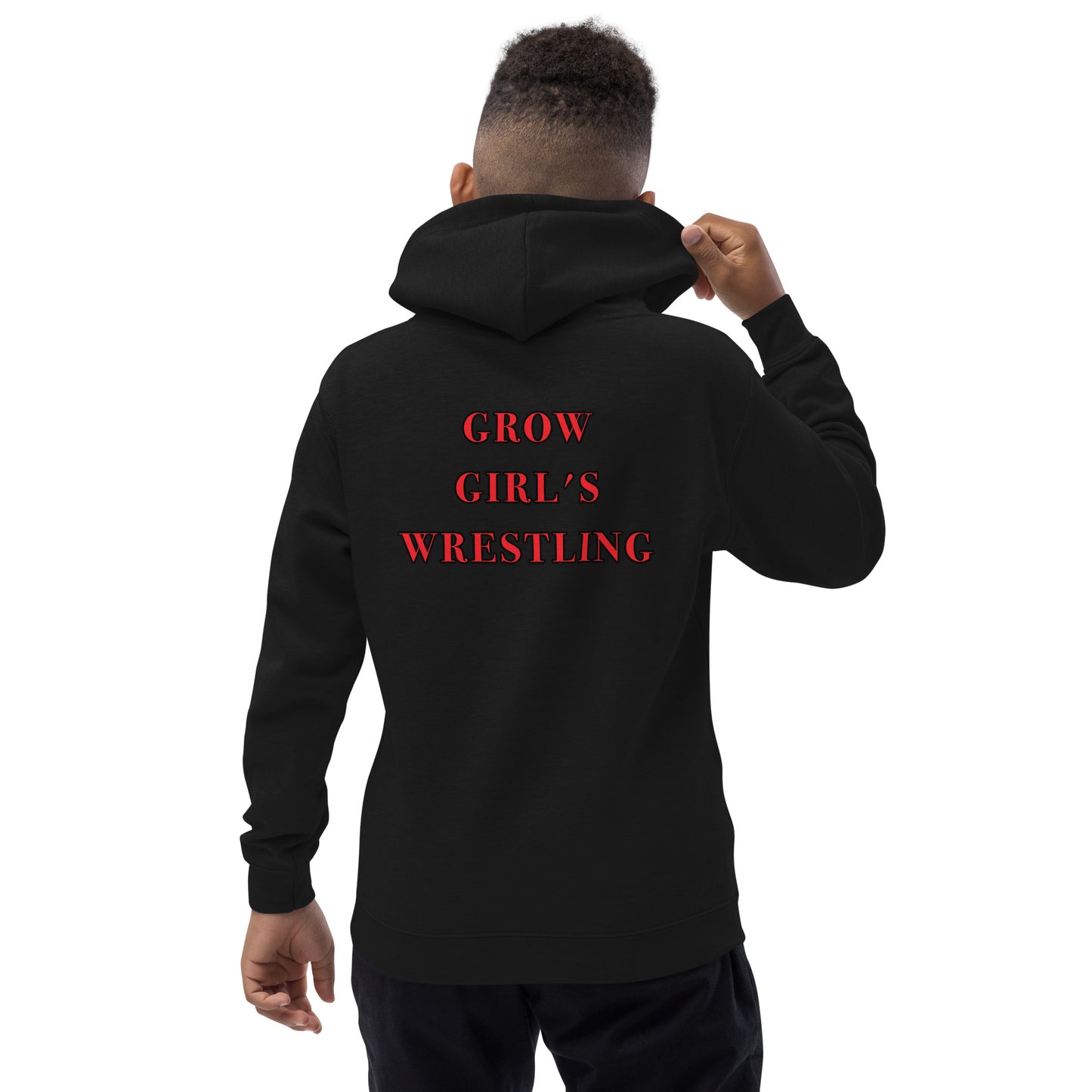 Kids Grow Girl's Wrestling Hoodie Black/Red Logo