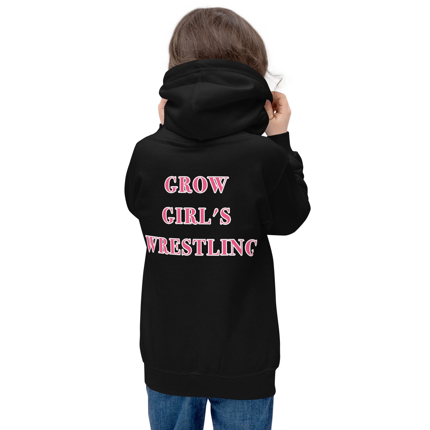 Kids Grow Girl's Wrestling Hoodie Pink/White Logo