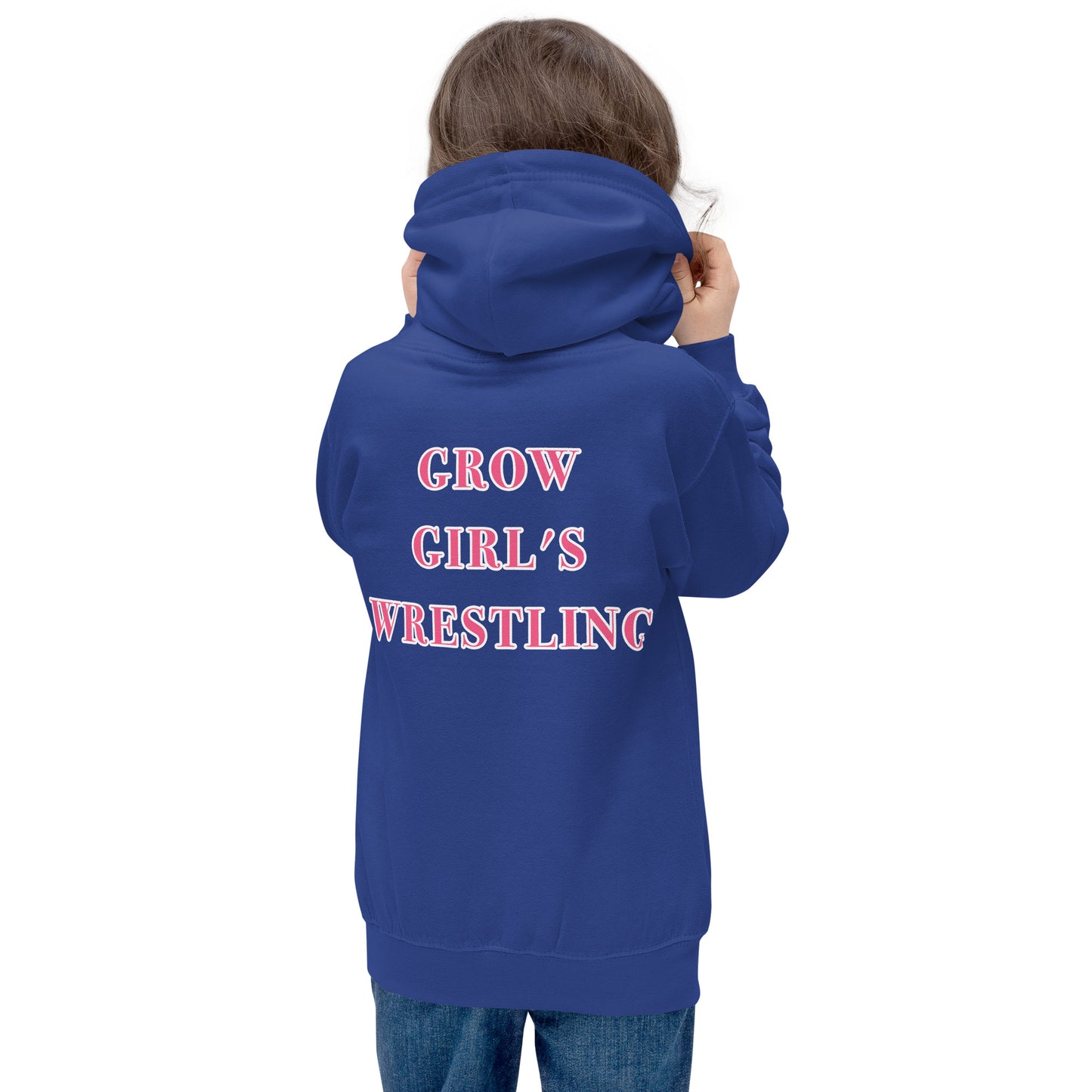 Kids Grow Girl's Wrestling Hoodie Pink/White Logo