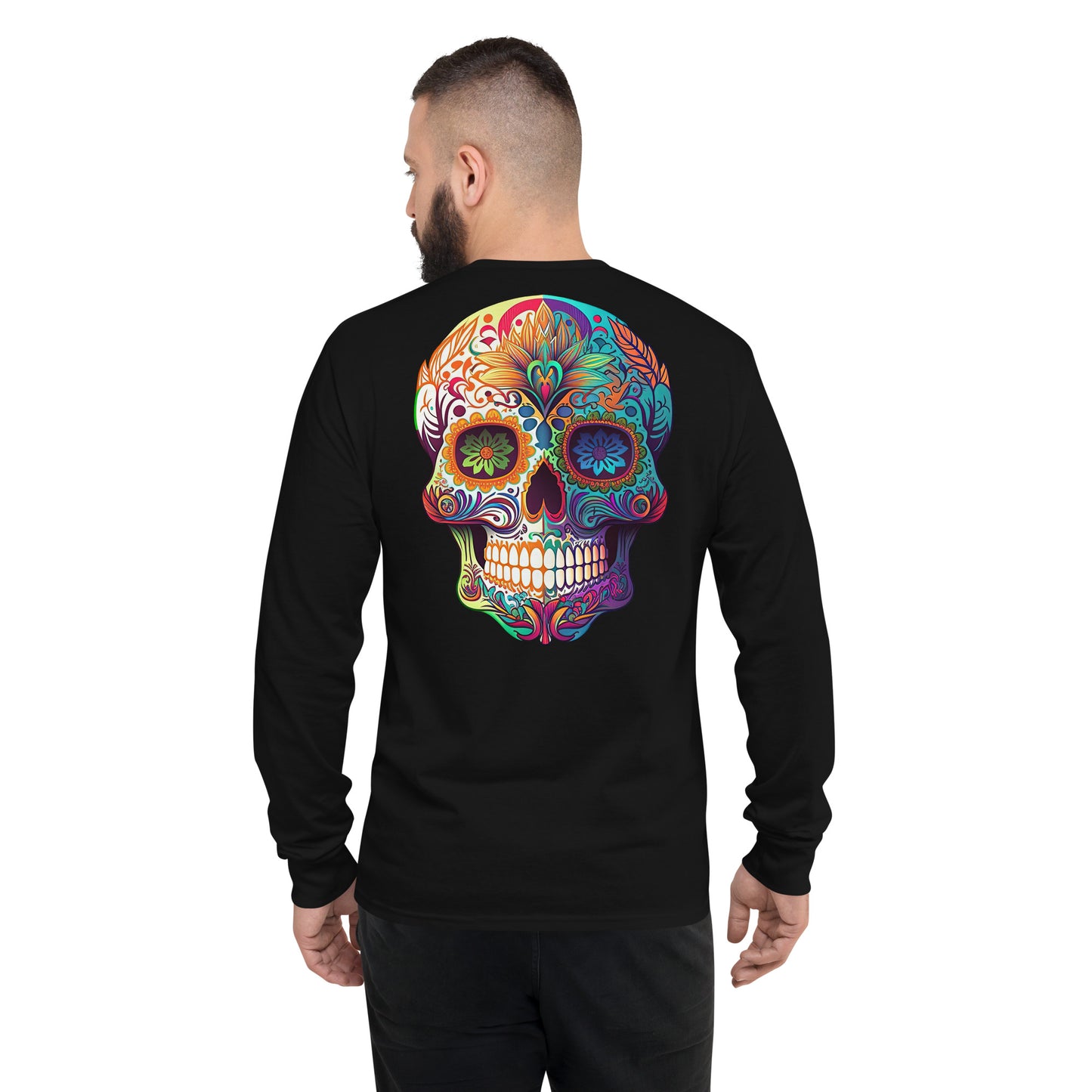 Men's Champion Multi-Color Skull Long Sleeve Shirt