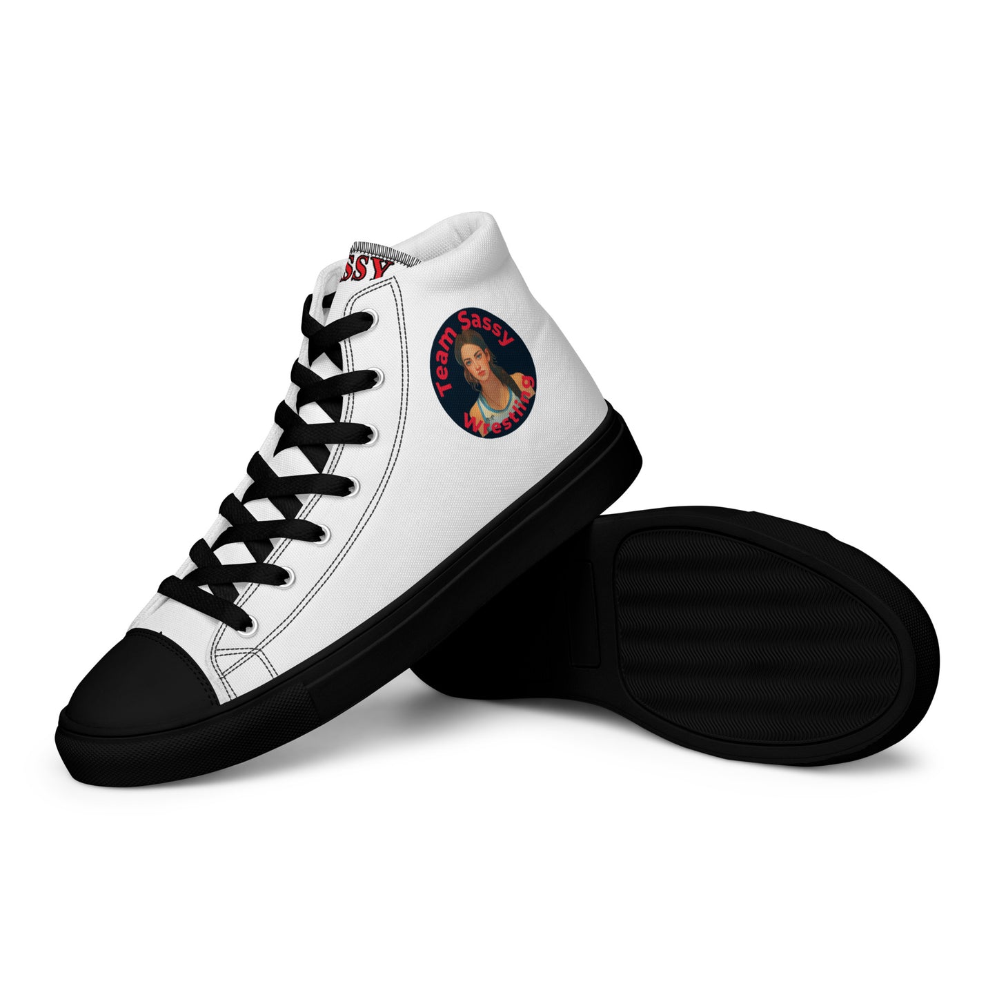 Men’s "Team Sassy" High Top Canvas Shoes-Black/Red Logo