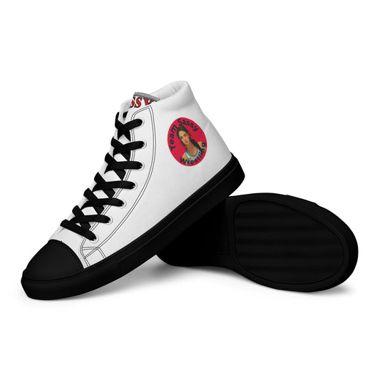 Men’s "Team Sassy" High Top Canvas Shoes-Red/Black Logo