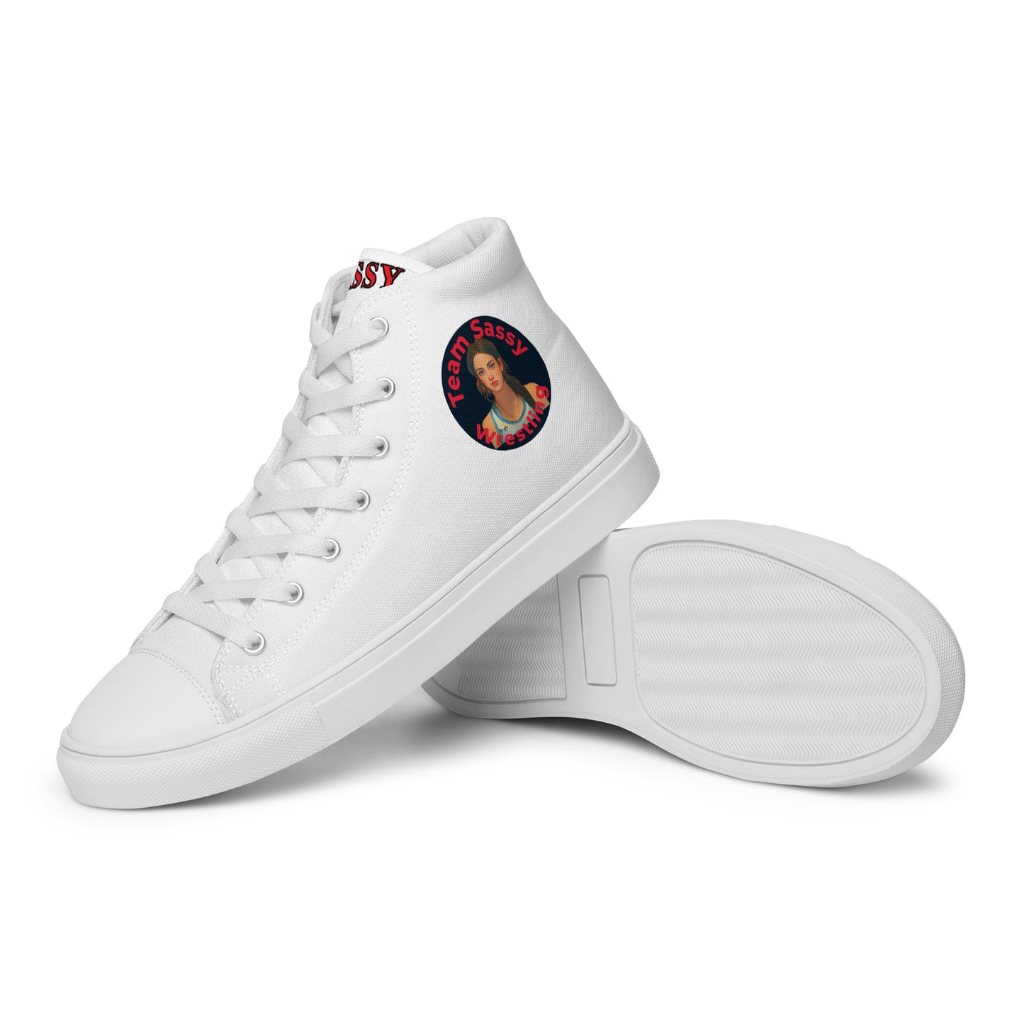 Men’s "Team Sassy" High Top Canvas Shoes-Black/Red Logo