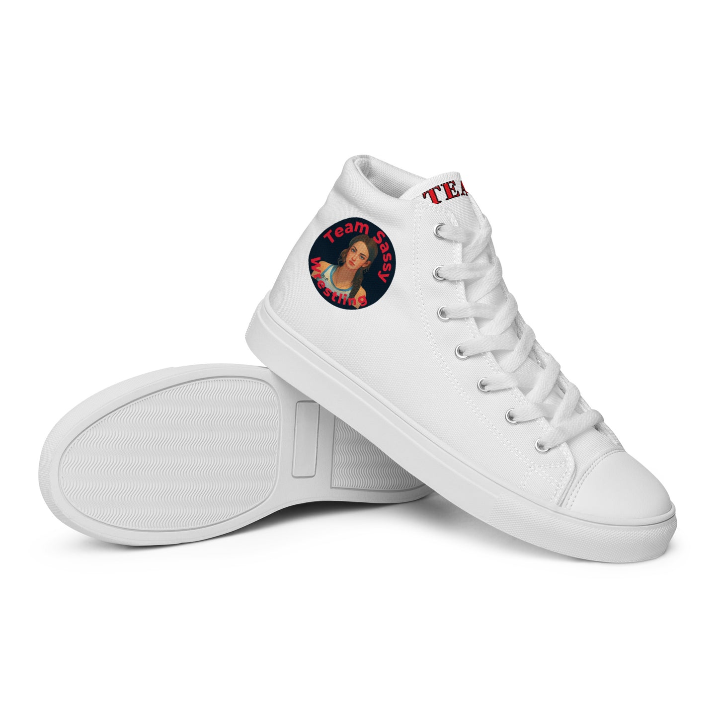 Men’s "Team Sassy" High Top Canvas Shoes-Black/Red Logo